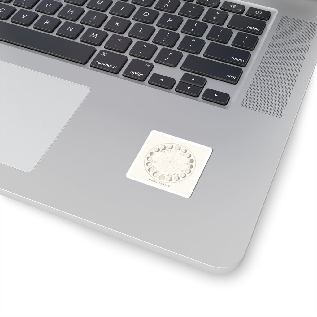 Moon Phases Kiss-Cut Sticker — Minimal Lunar Cycle Diagram for Planners, Journals & Laptops