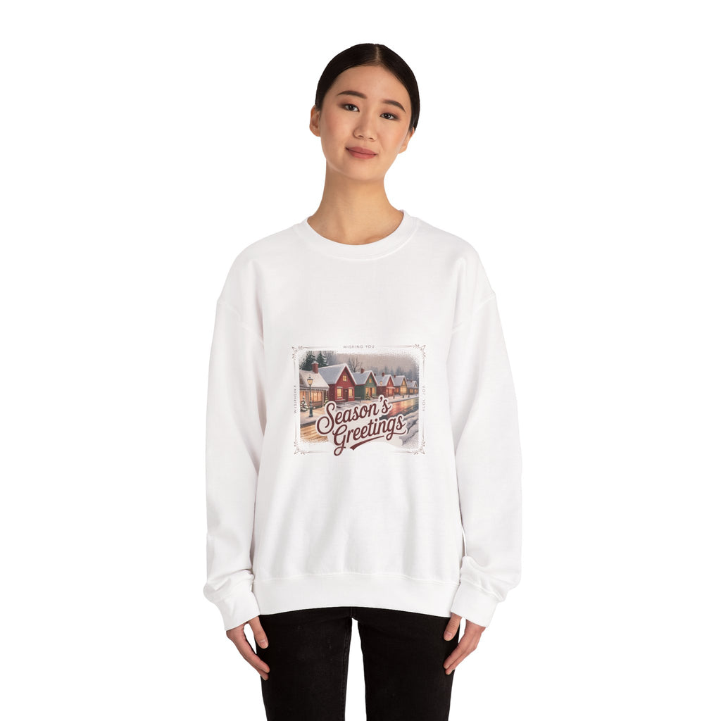 Vintage Christmas Postcard Crewneck Sweatshirt | retro holiday card design, sepia holiday