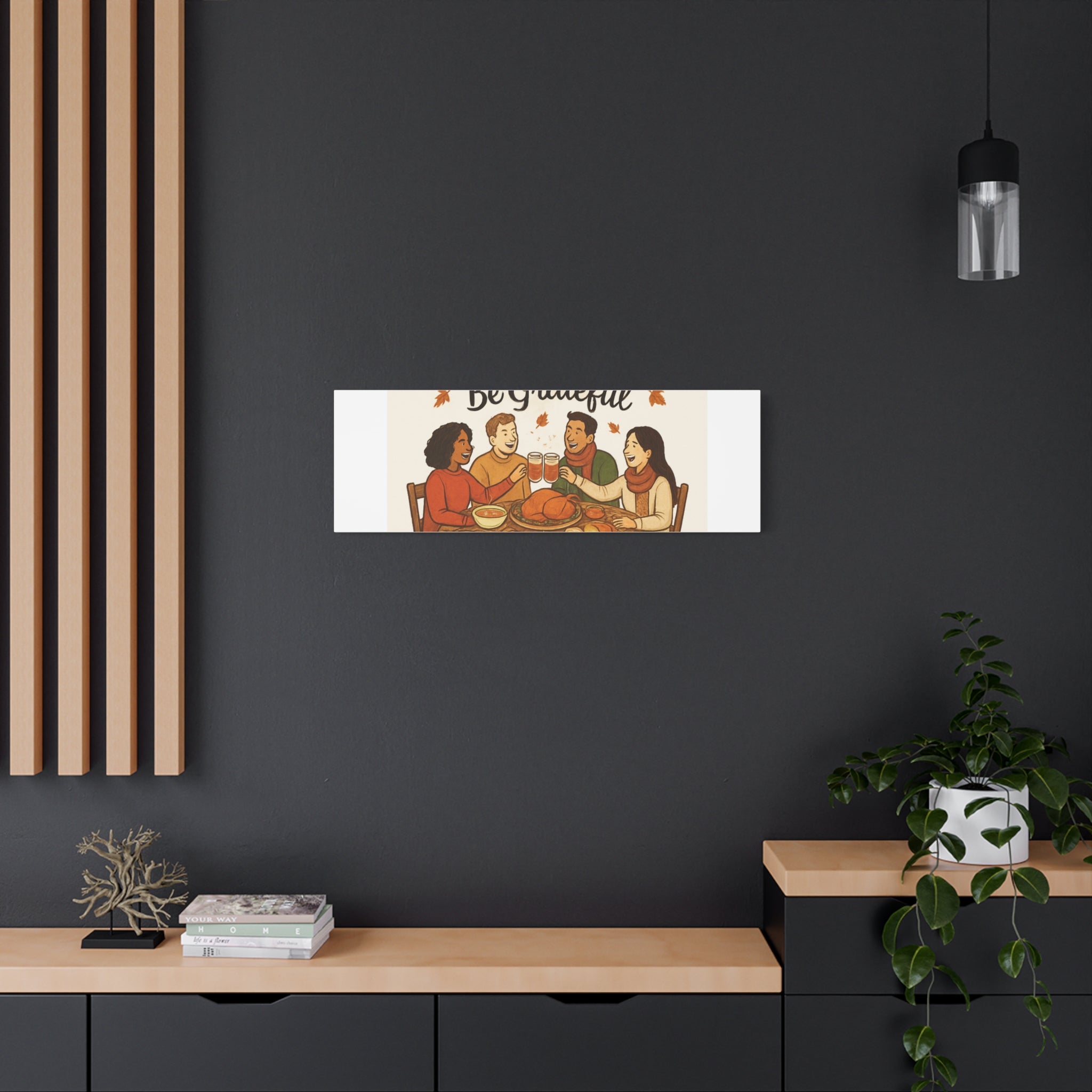 Gather, Sip, Be Grateful Canvas — Thanksgiving Wall Art