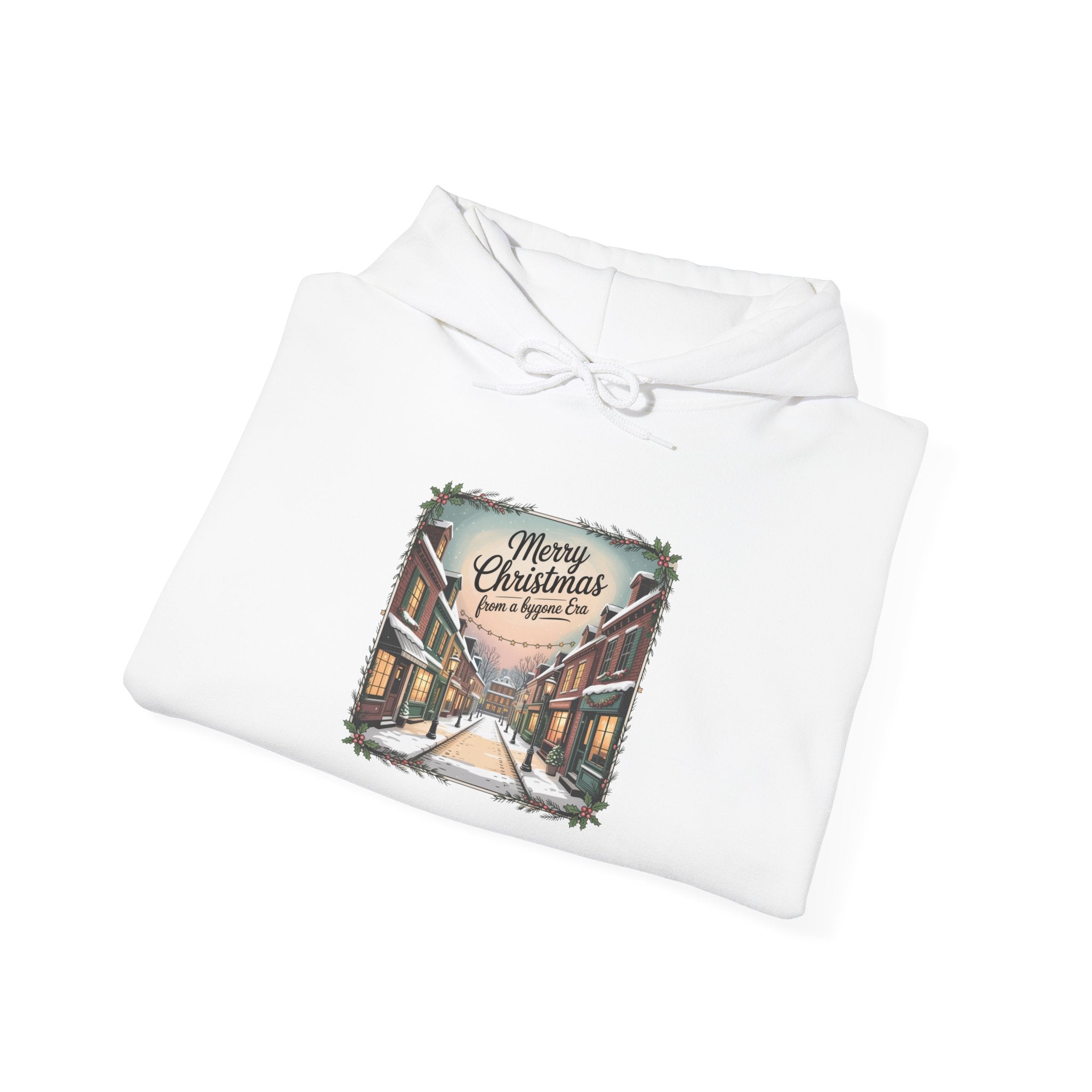 Vintage Christmas Postcard Hoodie | retro holiday card design, sepia holiday