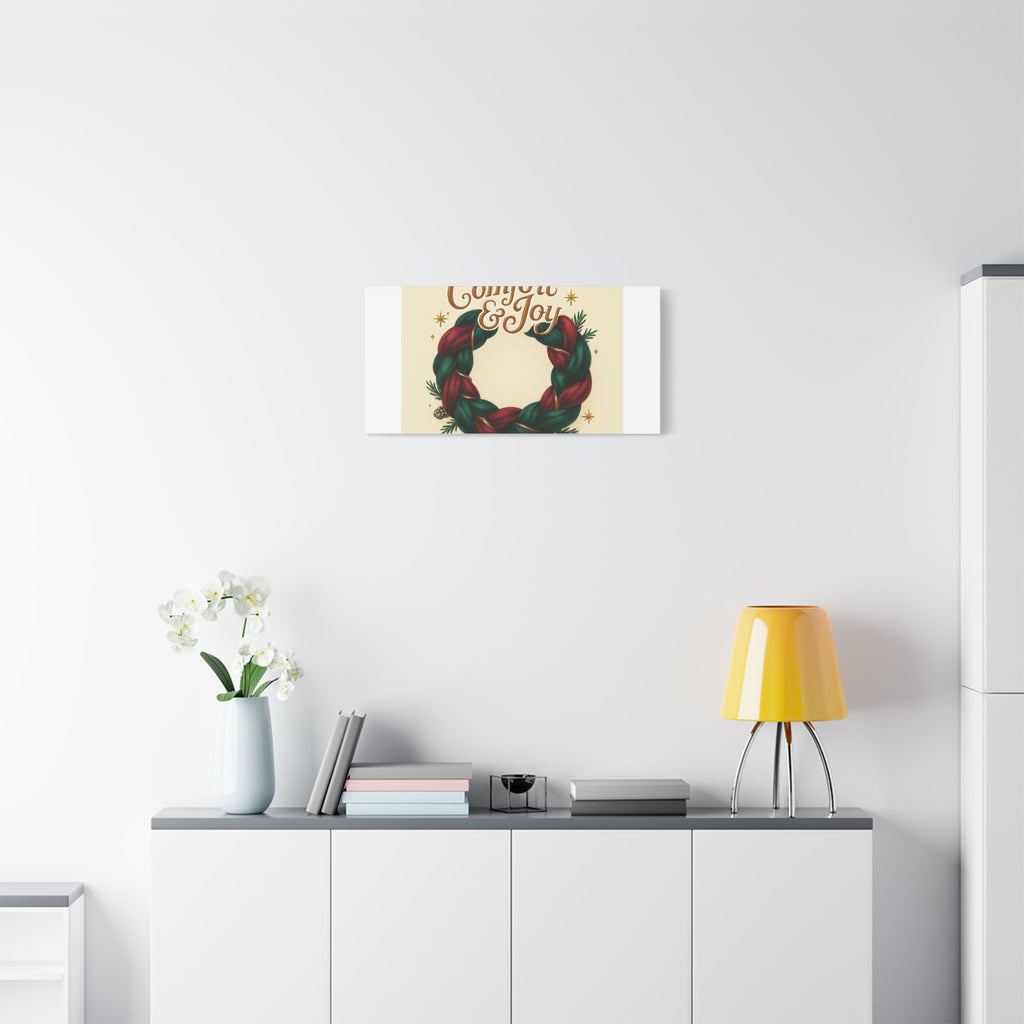 Christmas Wreath Canvas - "Comfort & Joy" Holiday Wall Art