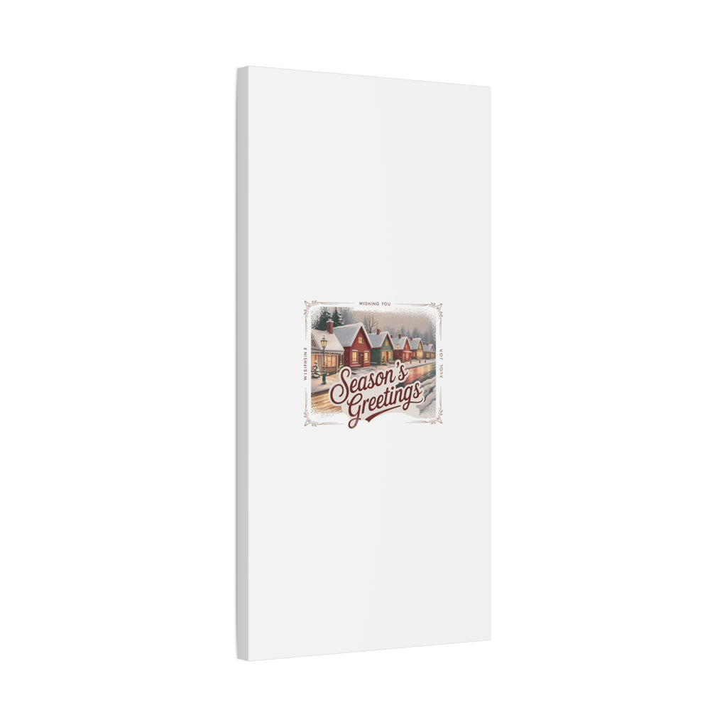 Season's Greetings Vintage Christmas Postcard Canvas | Retro Holiday Wall Art