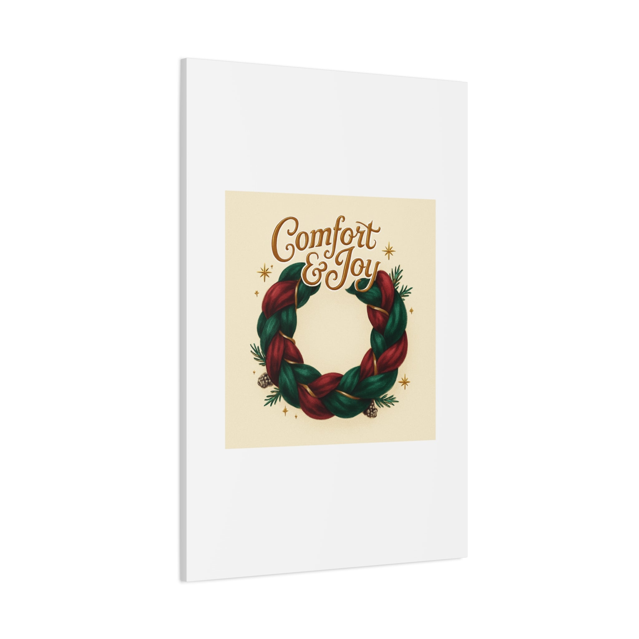 Christmas Wreath Canvas - "Comfort & Joy" Holiday Wall Art