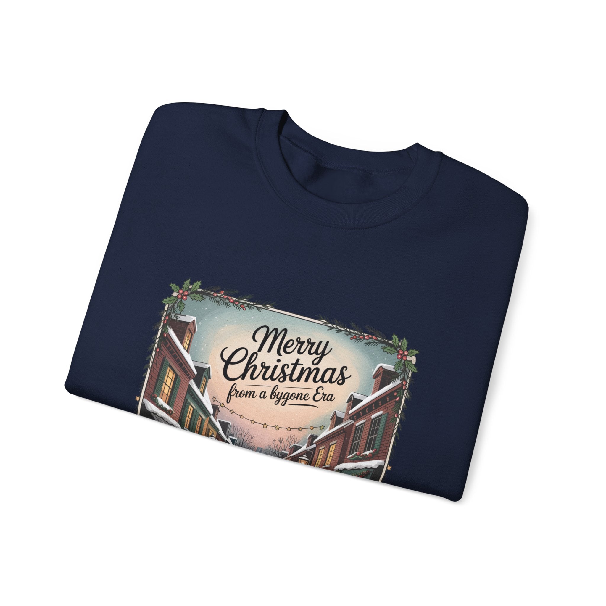 Vintage Christmas Postcard Sweatshirt | retro holiday card design, sepia holiday