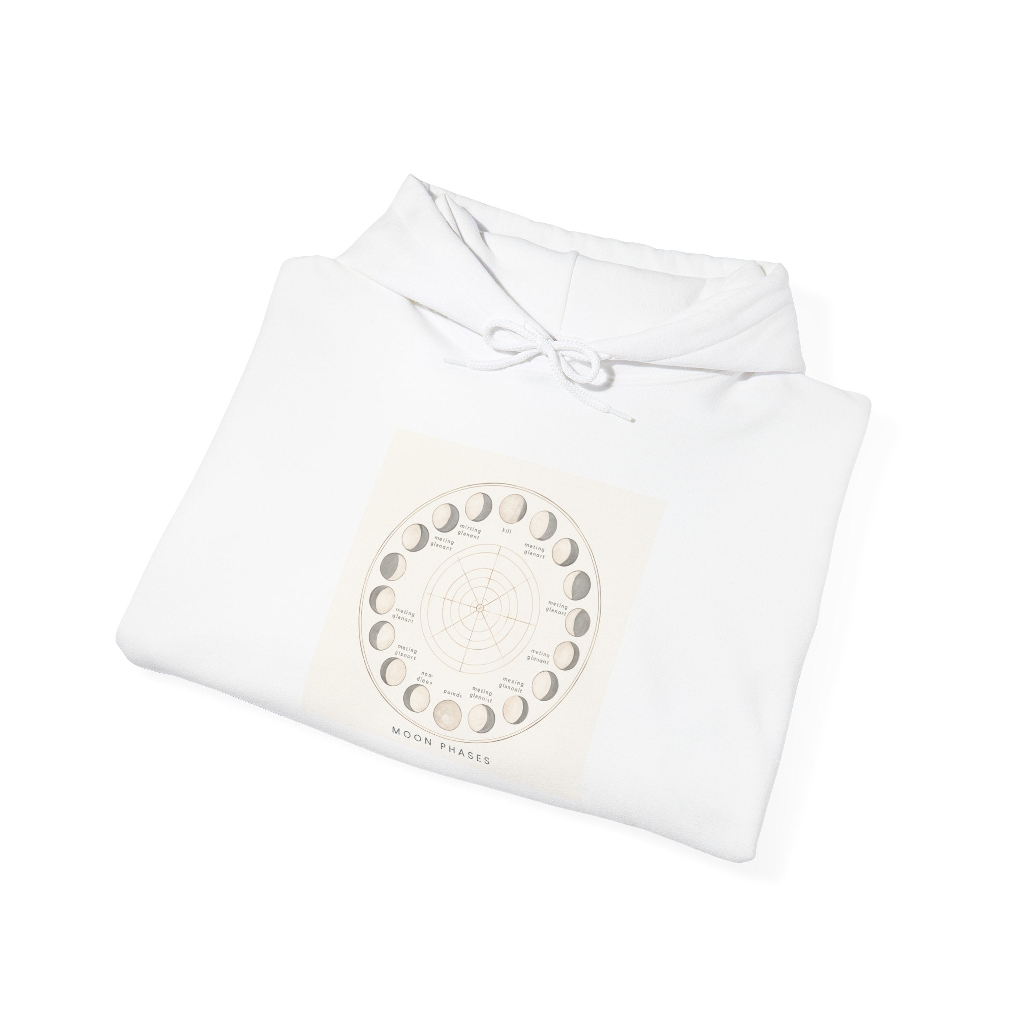 Moon Phase Hoodie — Minimal Lunar Cycle Graphic Sweatshirt