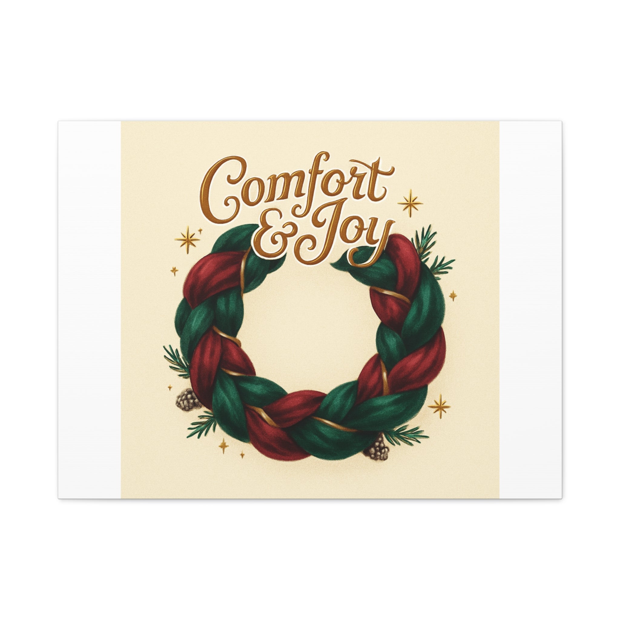 Christmas Wreath Canvas - "Comfort & Joy" Holiday Wall Art