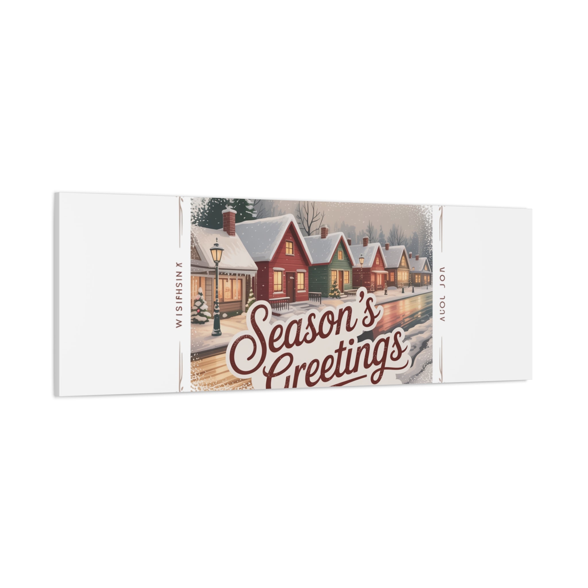 Season's Greetings Vintage Christmas Postcard Canvas | Retro Holiday Wall Art