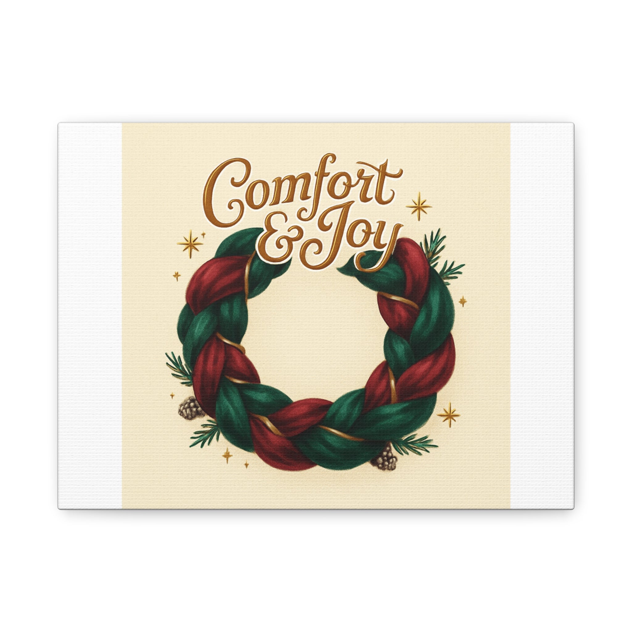 Christmas Wreath Canvas - "Comfort & Joy" Holiday Wall Art