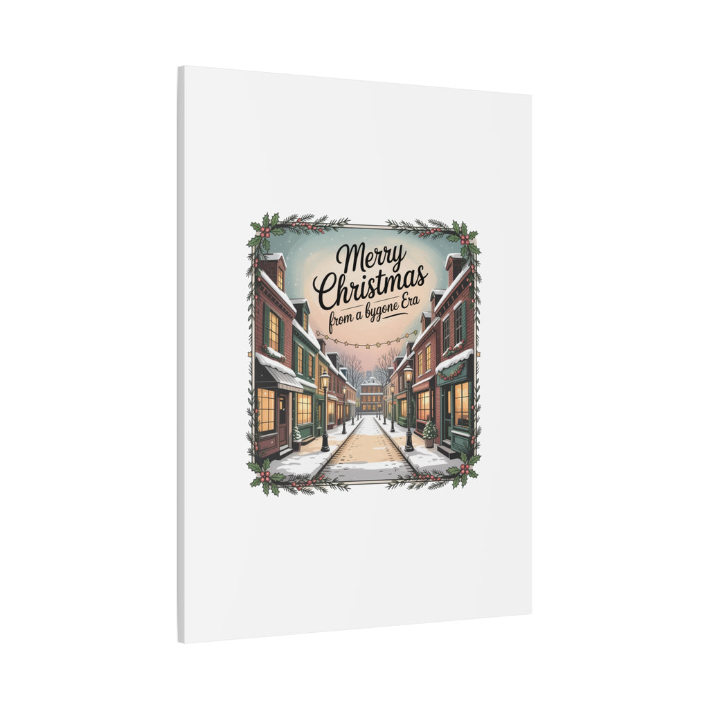 Merry Christmas Vintage Postcard Canvas | Retro Holiday Card Design