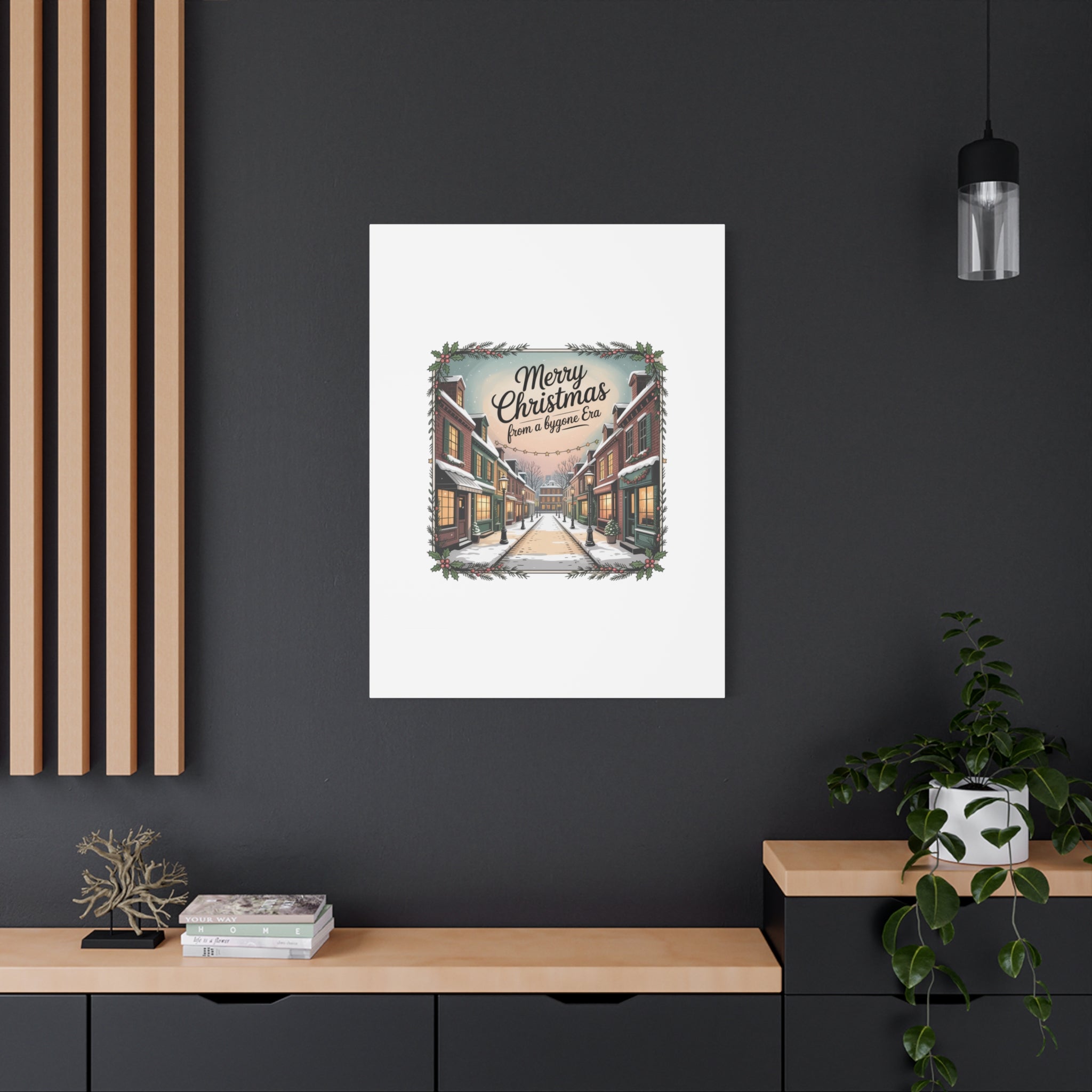 Merry Christmas Vintage Postcard Canvas | Retro Holiday Card Design