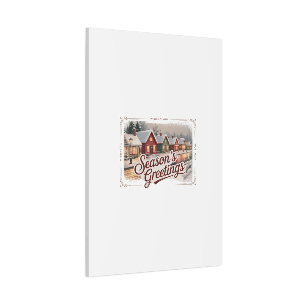 Season's Greetings Vintage Christmas Postcard Canvas | Retro Holiday Wall Art