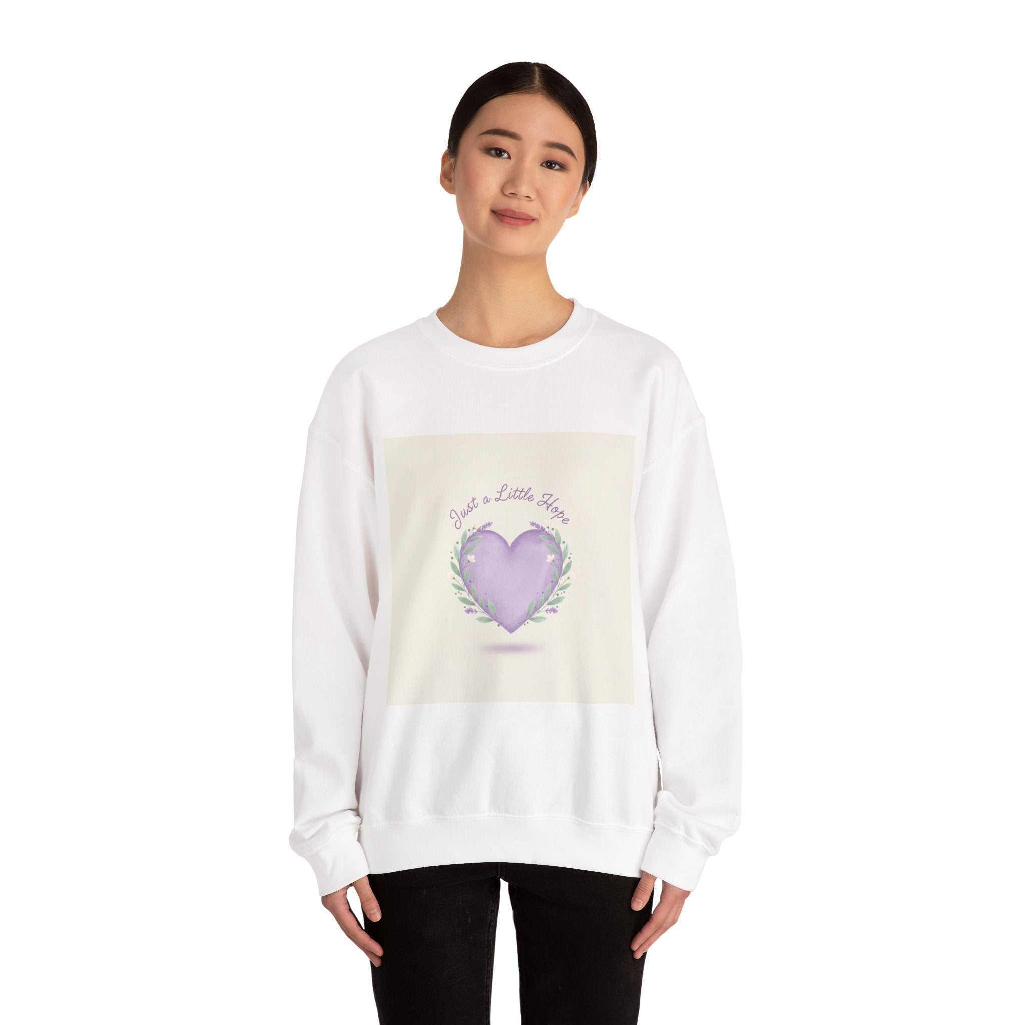 just a little hope sweatshirt | positive micro-optimism, lavender heart
