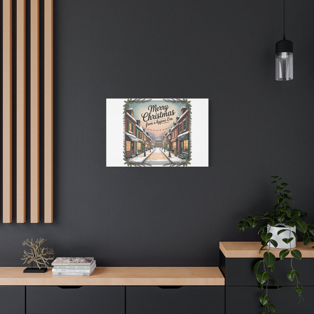 Merry Christmas Vintage Postcard Canvas | Retro Holiday Card Design