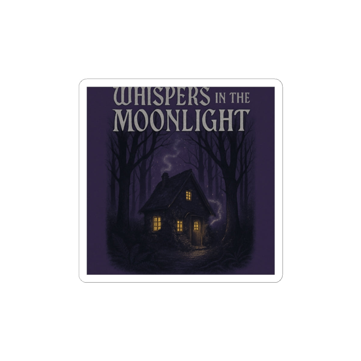 Whispers in the Moonlight Sticker — Haunted Cottage Kiss-Cut Sticker, Gothic Halloween Laptop Decal
