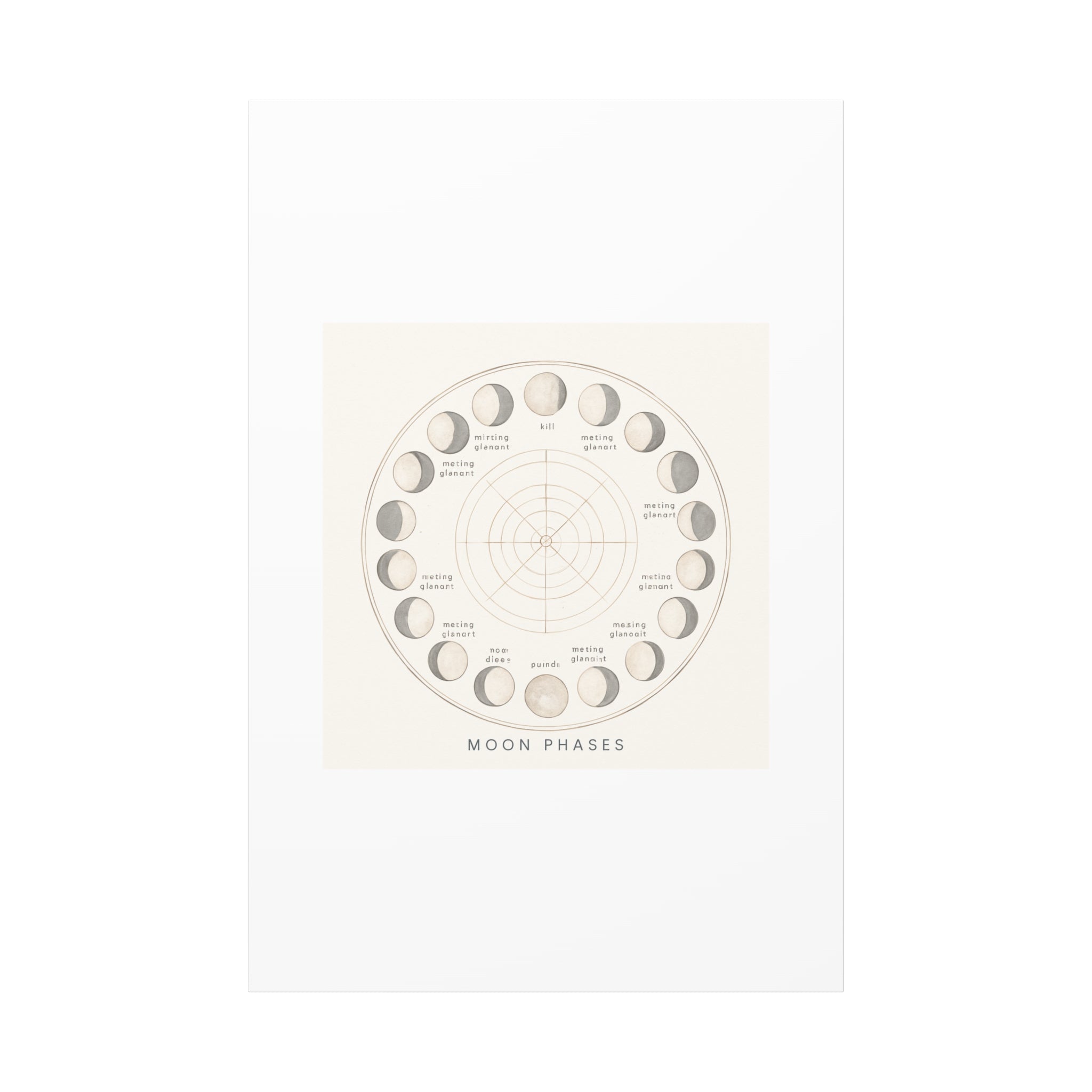 Moon Phases Canvas Print — Neutral Lunar Cycle Wall Art