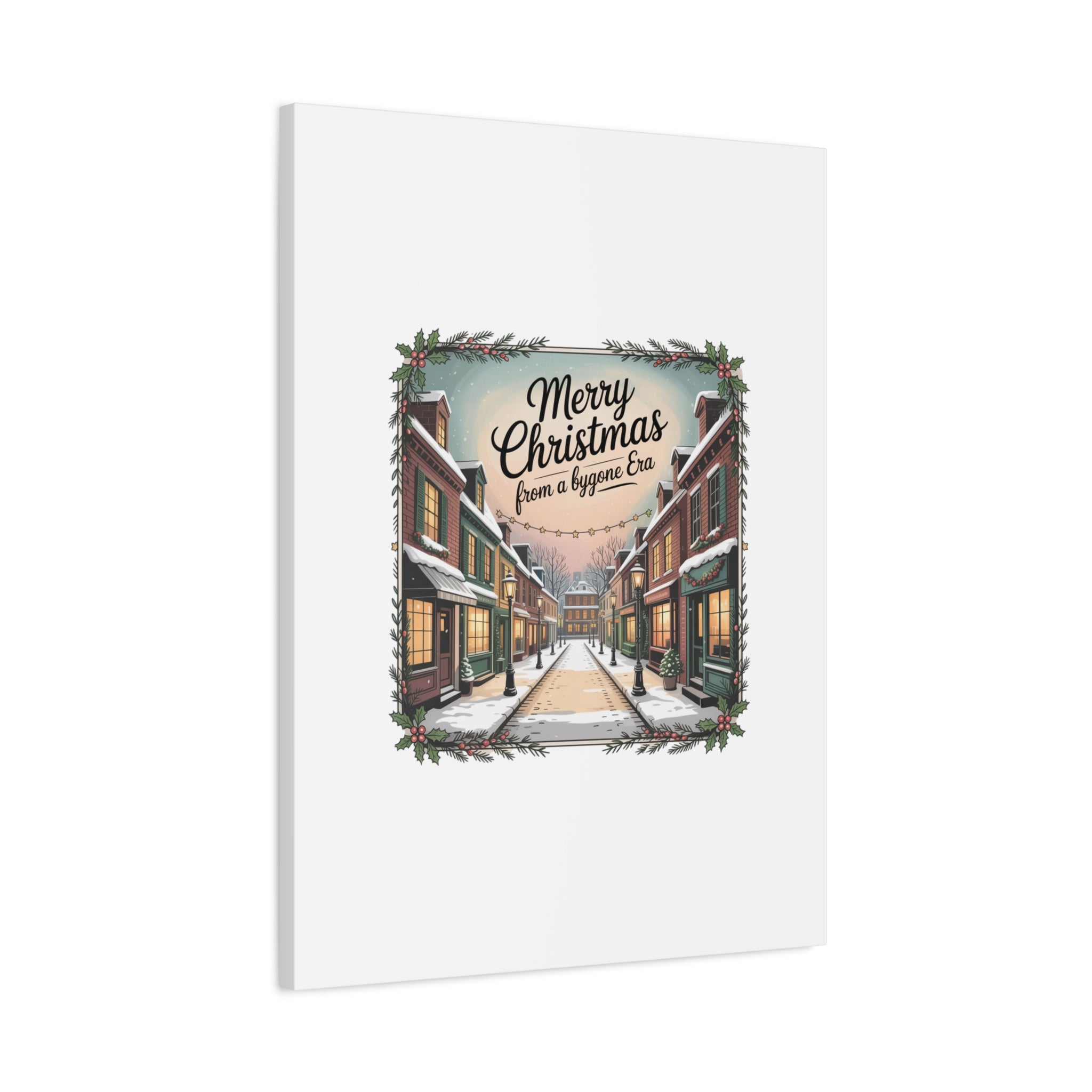Merry Christmas Vintage Postcard Canvas | Retro Holiday Card Design