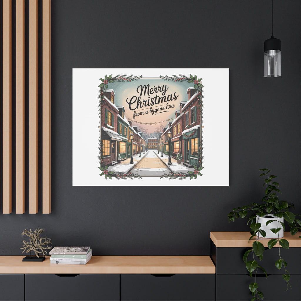 Merry Christmas Vintage Postcard Canvas | Retro Holiday Card Design