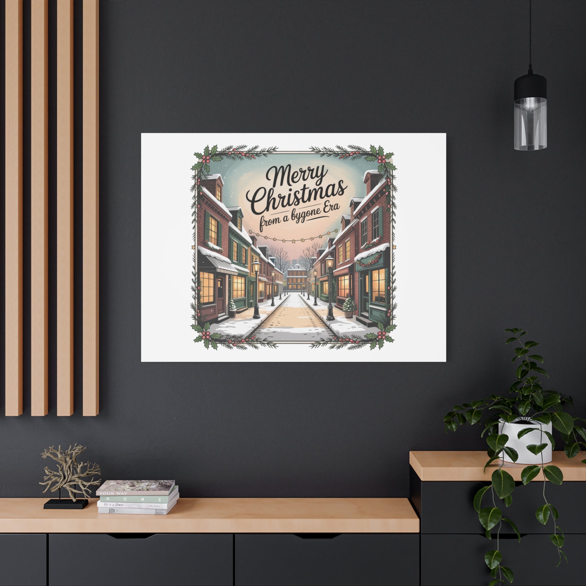 Merry Christmas Vintage Postcard Canvas | Retro Holiday Card Design