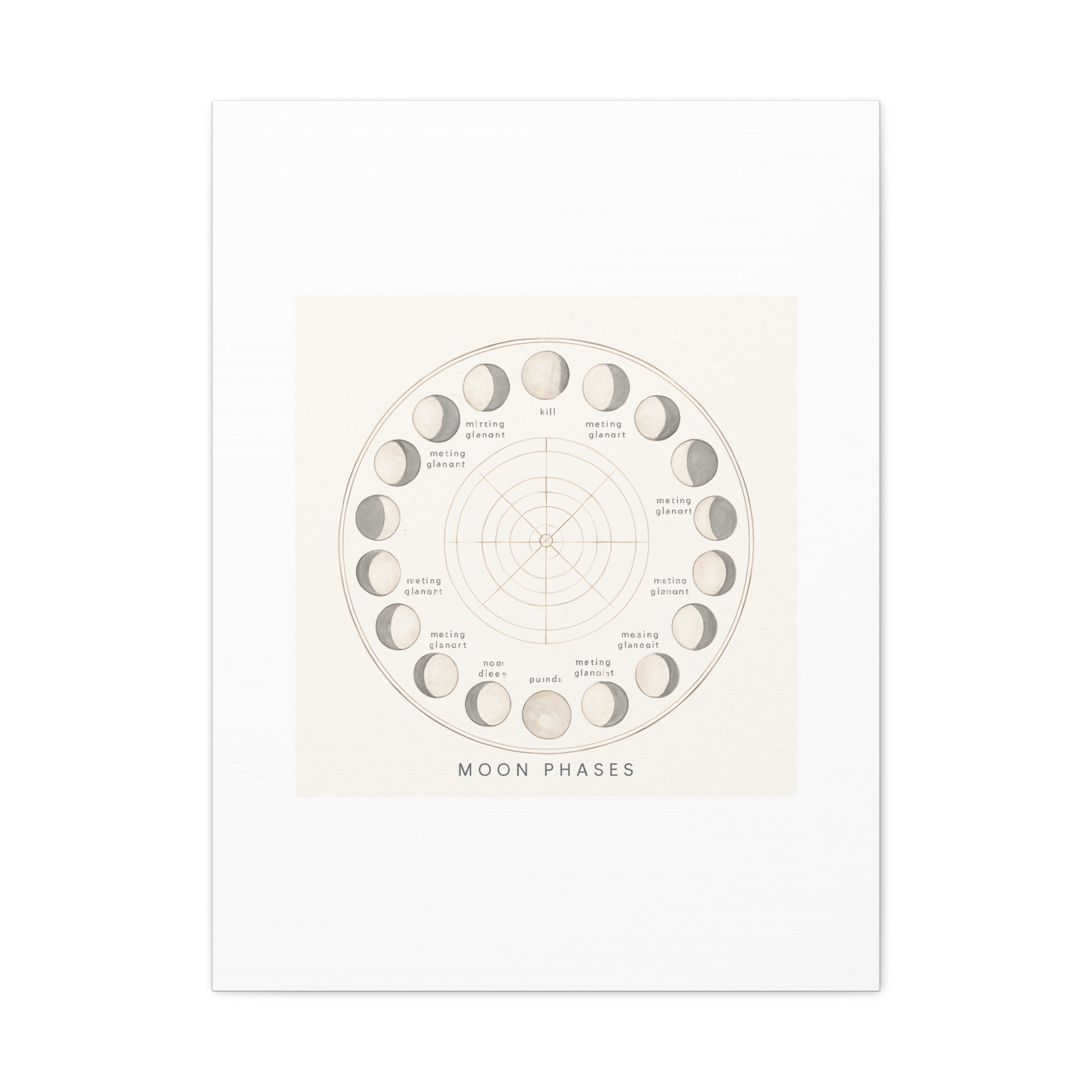 Moon Phases Canvas Print — Neutral Lunar Cycle Wall Art