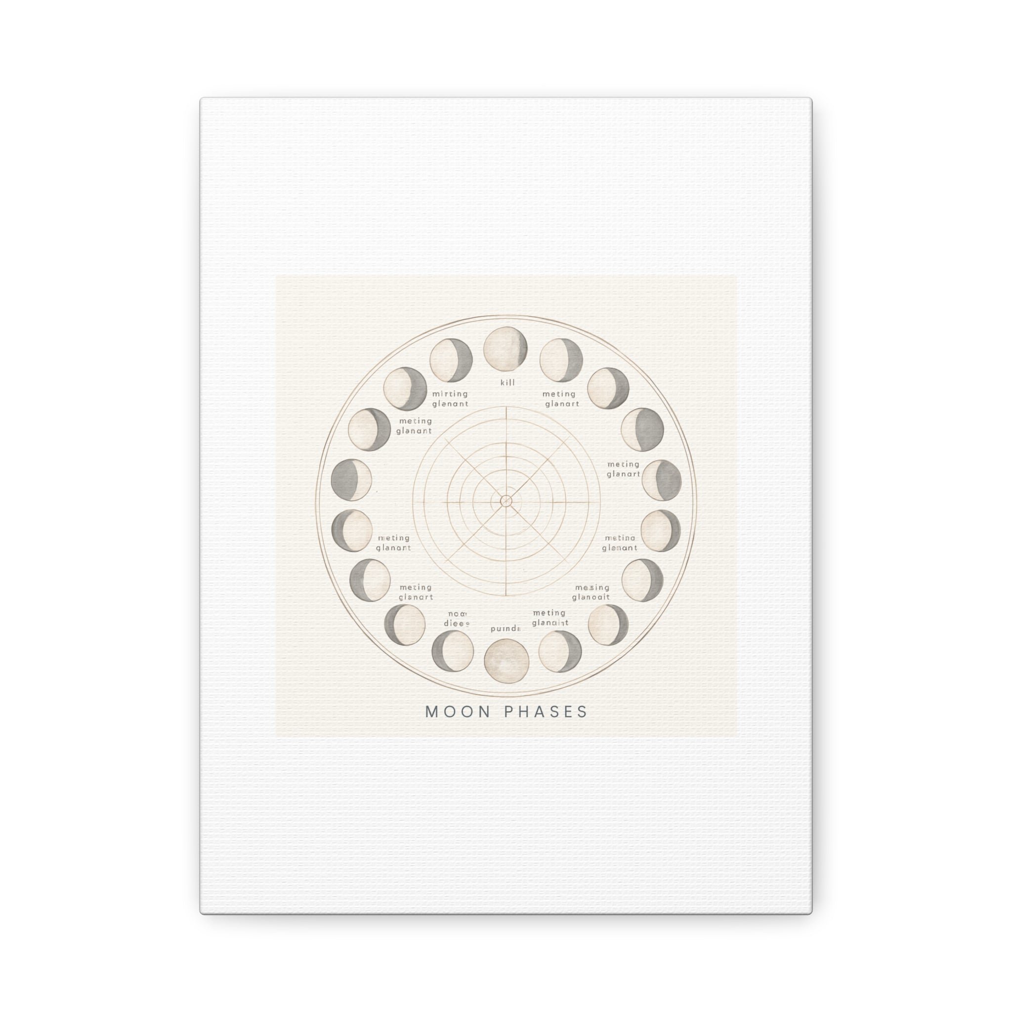 Moon Phases Canvas Print — Neutral Lunar Cycle Wall Art