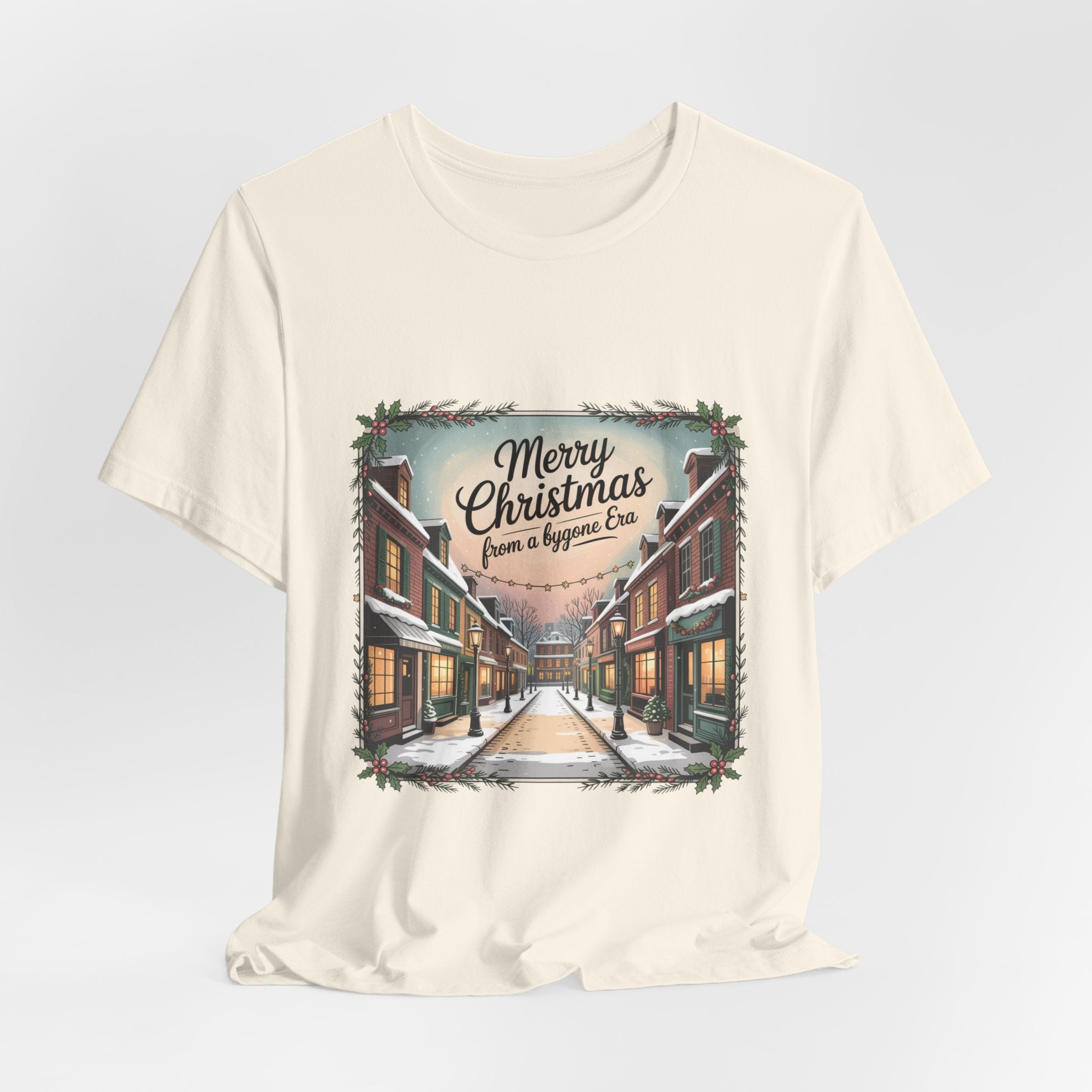 Merry Christmas Vintage Postcard Tee | Retro Holiday Card Design
