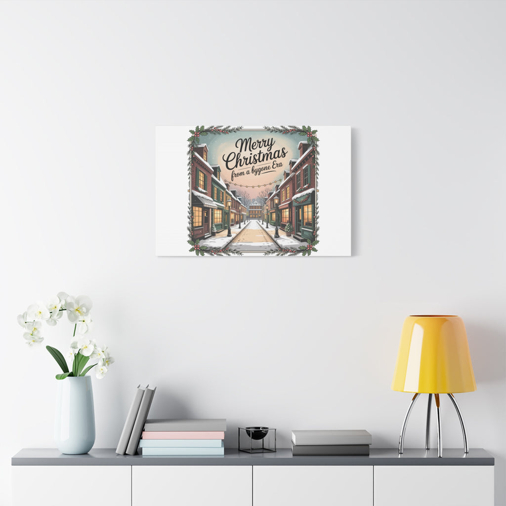 Merry Christmas Vintage Postcard Canvas | Retro Holiday Card Design