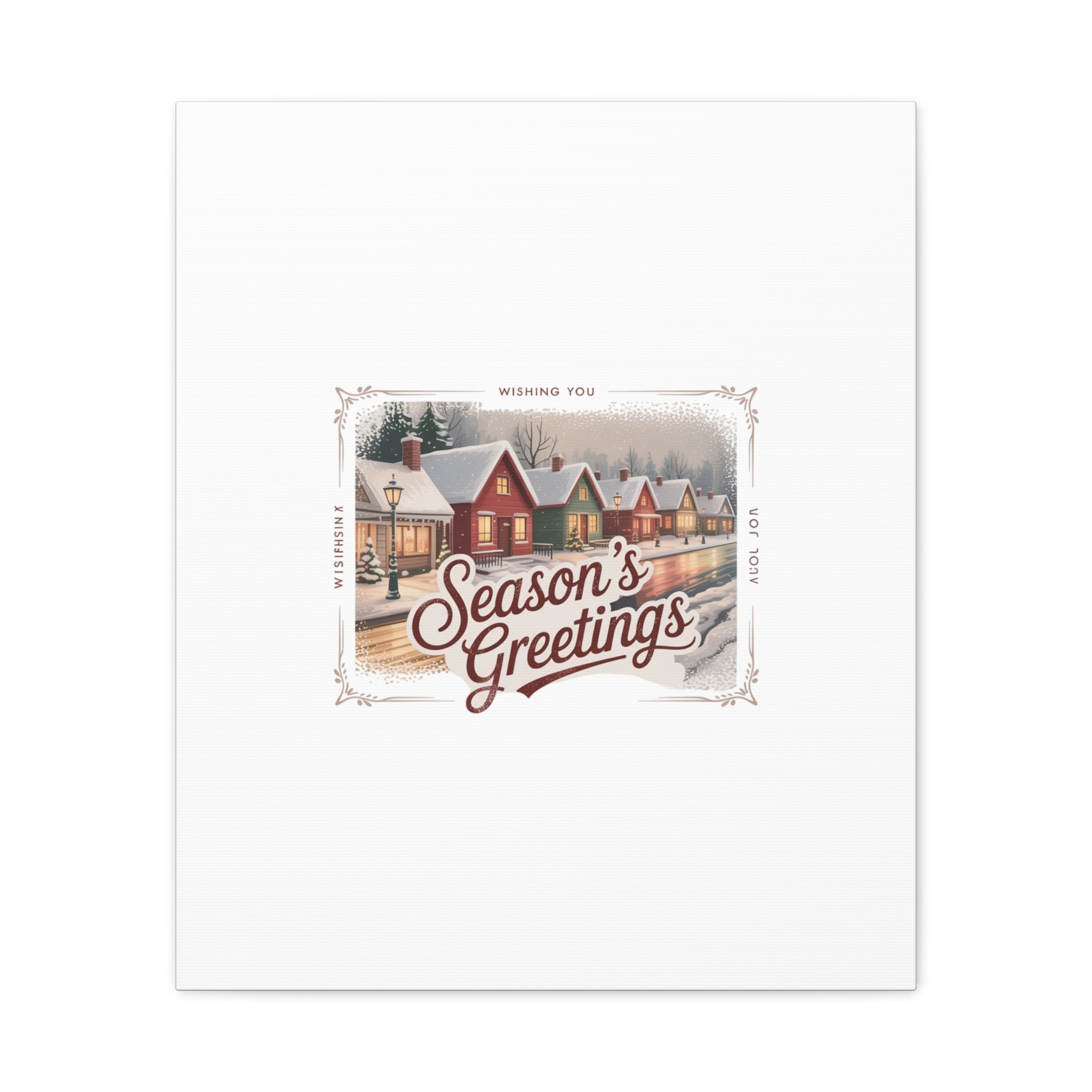 Season's Greetings Vintage Christmas Postcard Canvas | Retro Holiday Wall Art