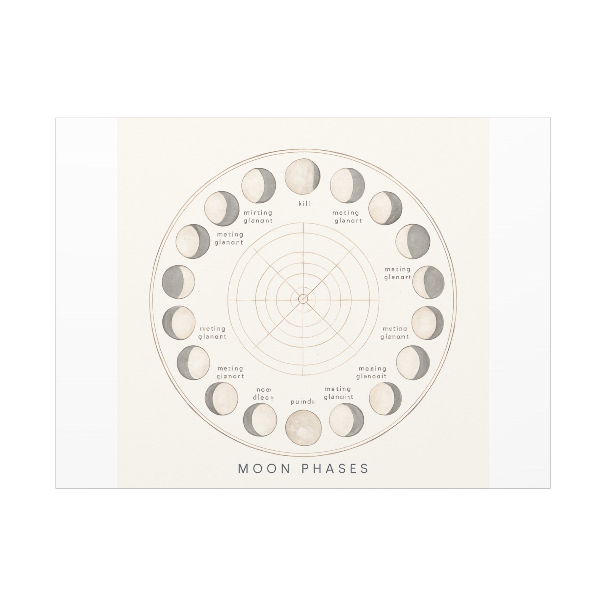 Moon Phases Canvas Print — Neutral Lunar Cycle Wall Art