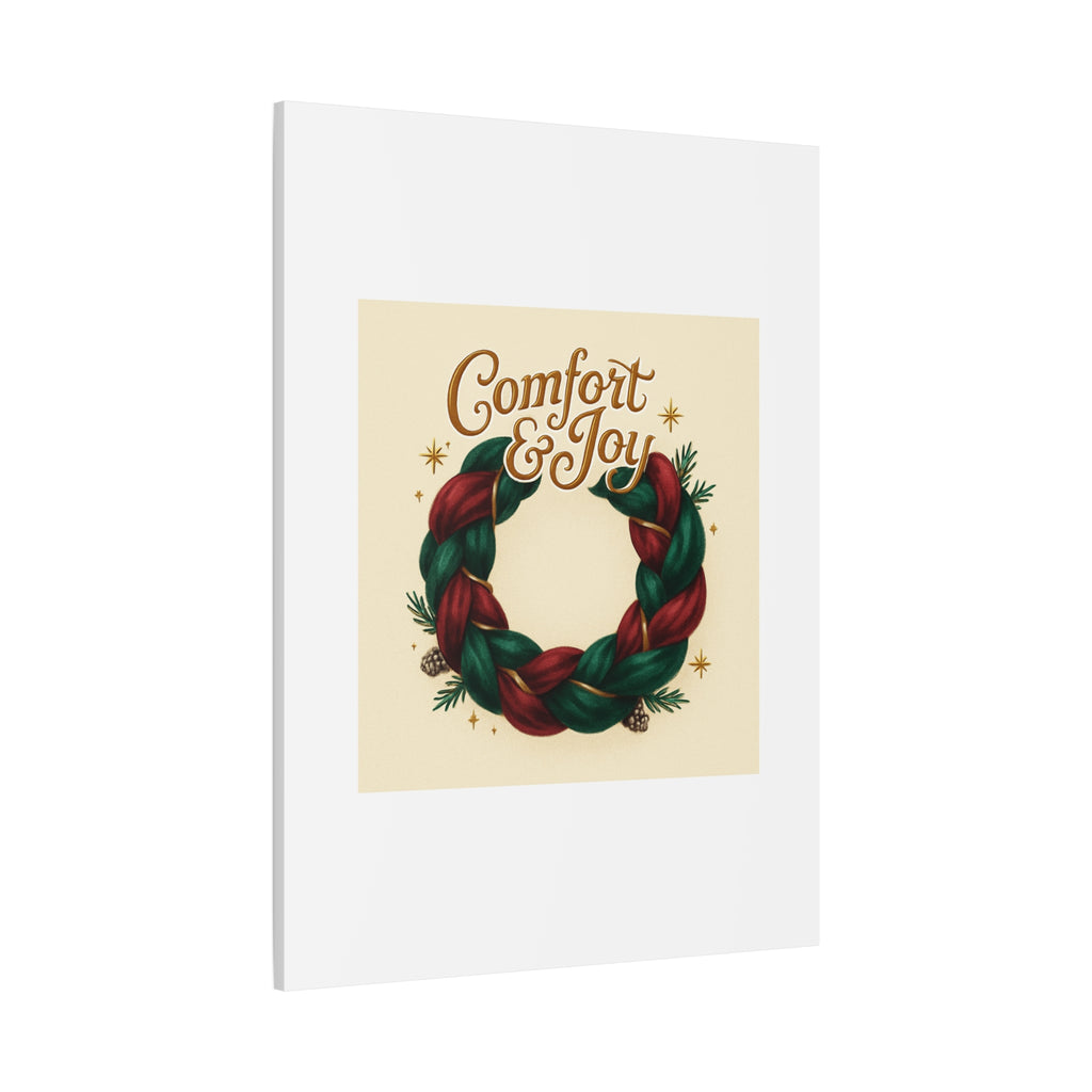 Christmas Wreath Canvas - "Comfort & Joy" Holiday Wall Art