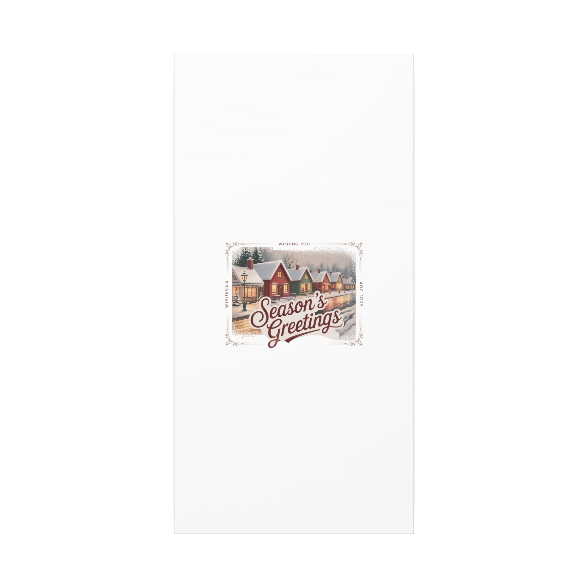 Season's Greetings Vintage Christmas Postcard Canvas | Retro Holiday Wall Art