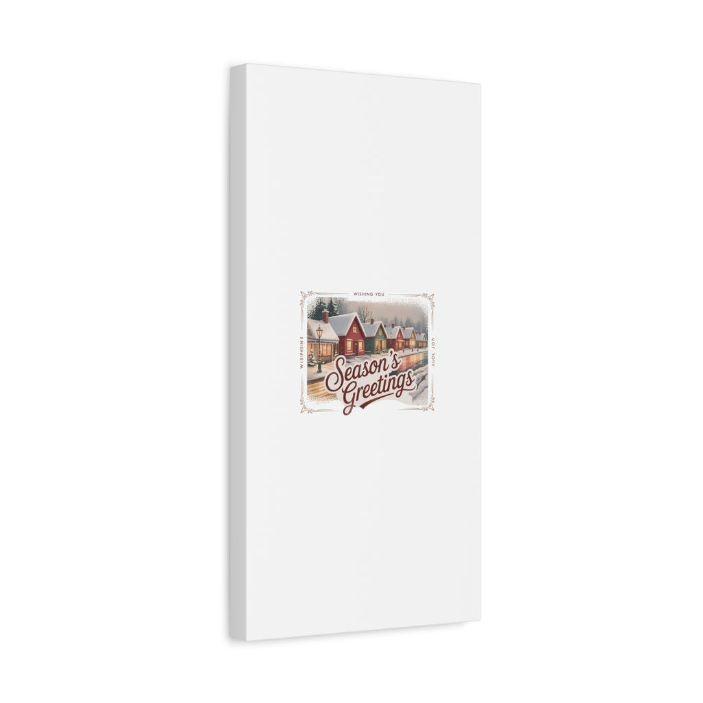 Season's Greetings Vintage Christmas Postcard Canvas | Retro Holiday Wall Art