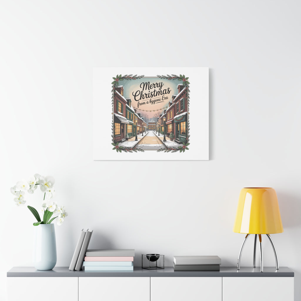 Merry Christmas Vintage Postcard Canvas | Retro Holiday Card Design