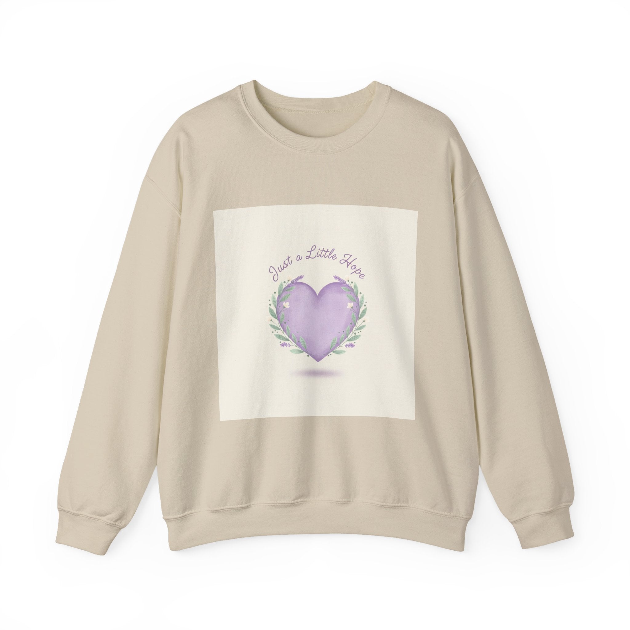 just a little hope sweatshirt | positive micro-optimism, lavender heart