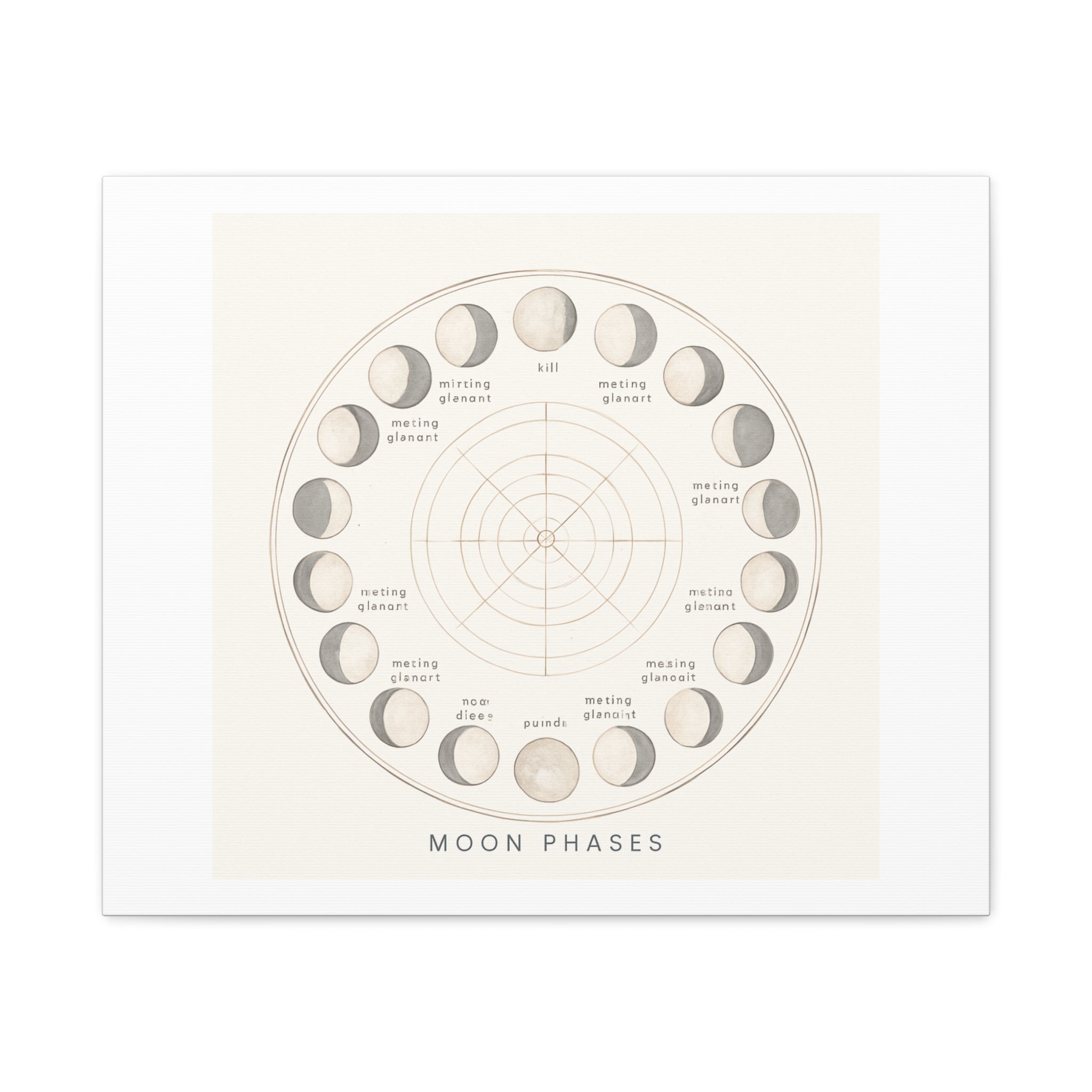 Moon Phases Canvas Print — Neutral Lunar Cycle Wall Art
