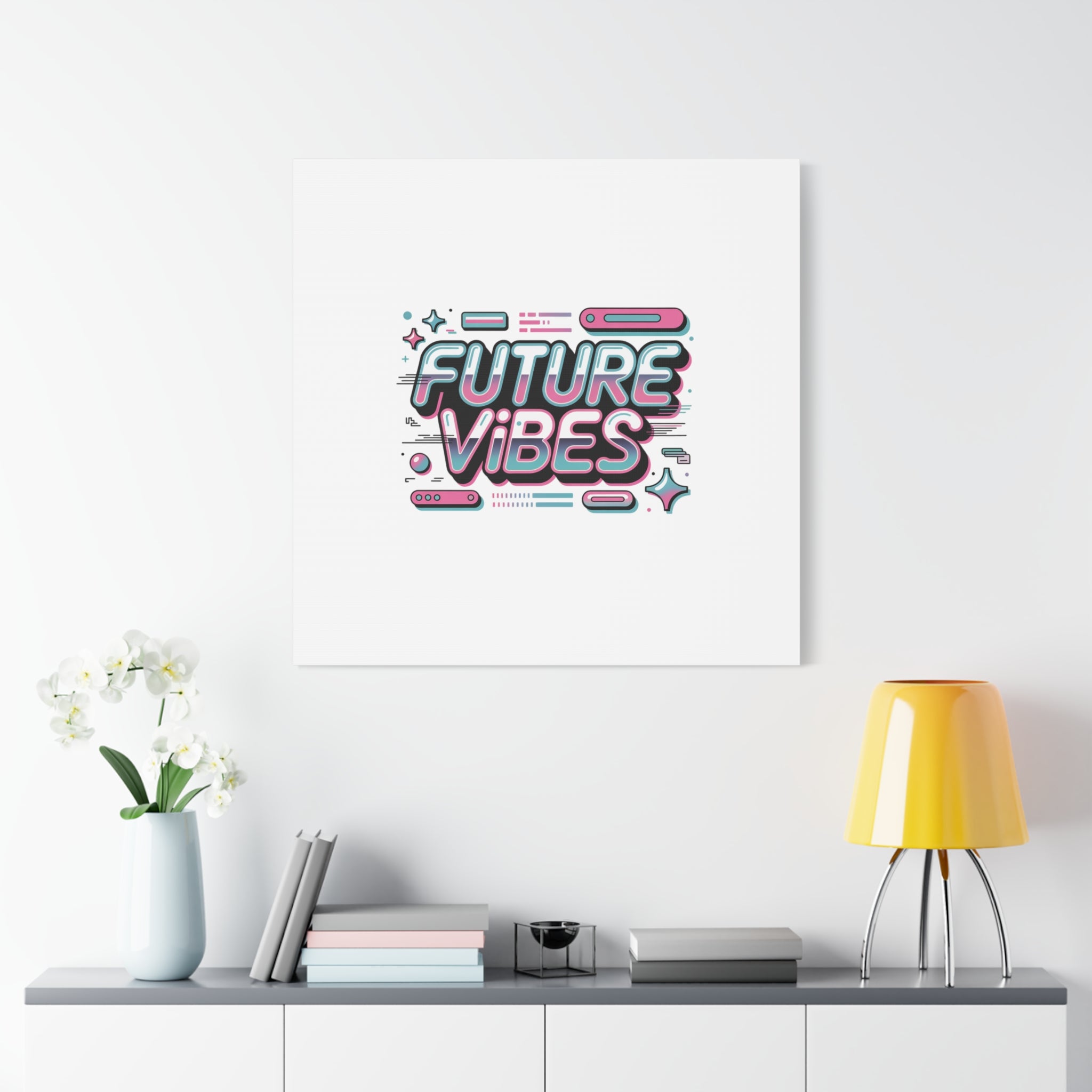 Future Vibes Canvas | Y2K Cyber Holo, Retro Tech Print