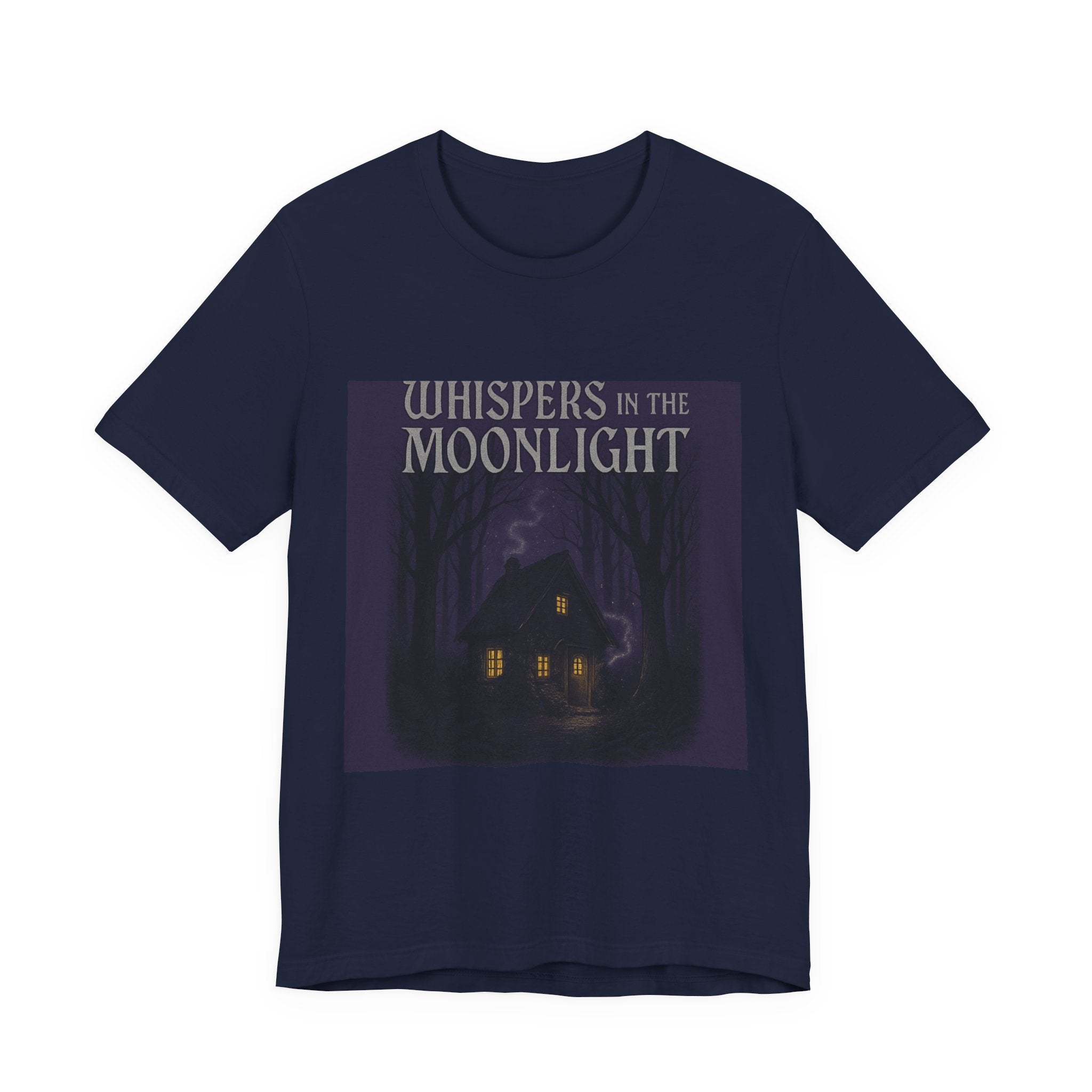 Whispers in the Moonlight Tee — Haunted Cabin Night Graphic T-Shirt