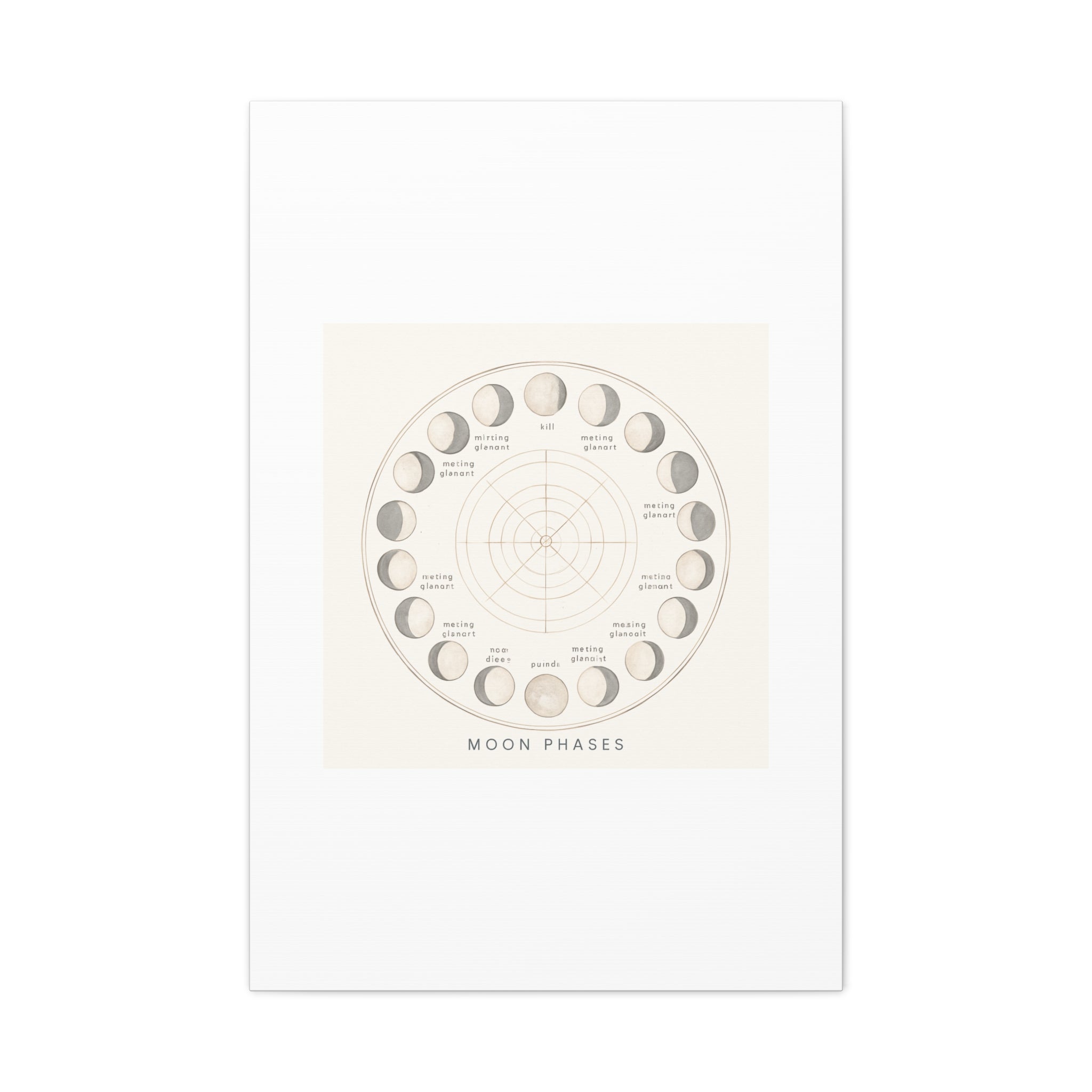 Moon Phases Canvas Print — Neutral Lunar Cycle Wall Art