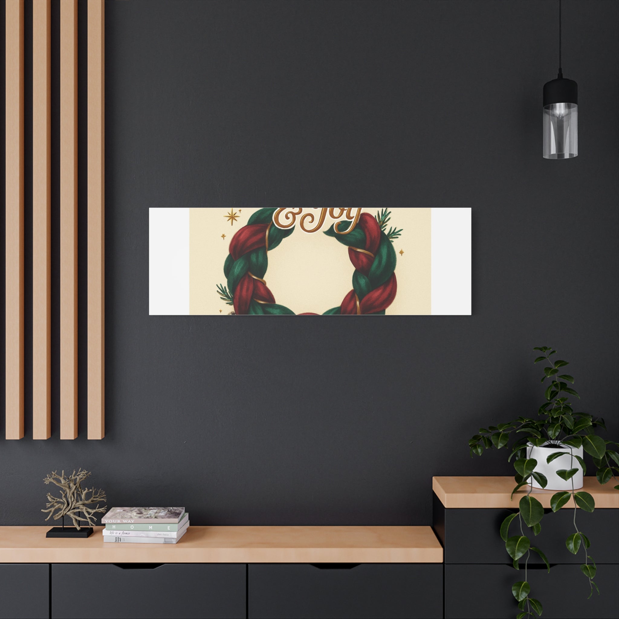 Christmas Wreath Canvas - "Comfort & Joy" Holiday Wall Art