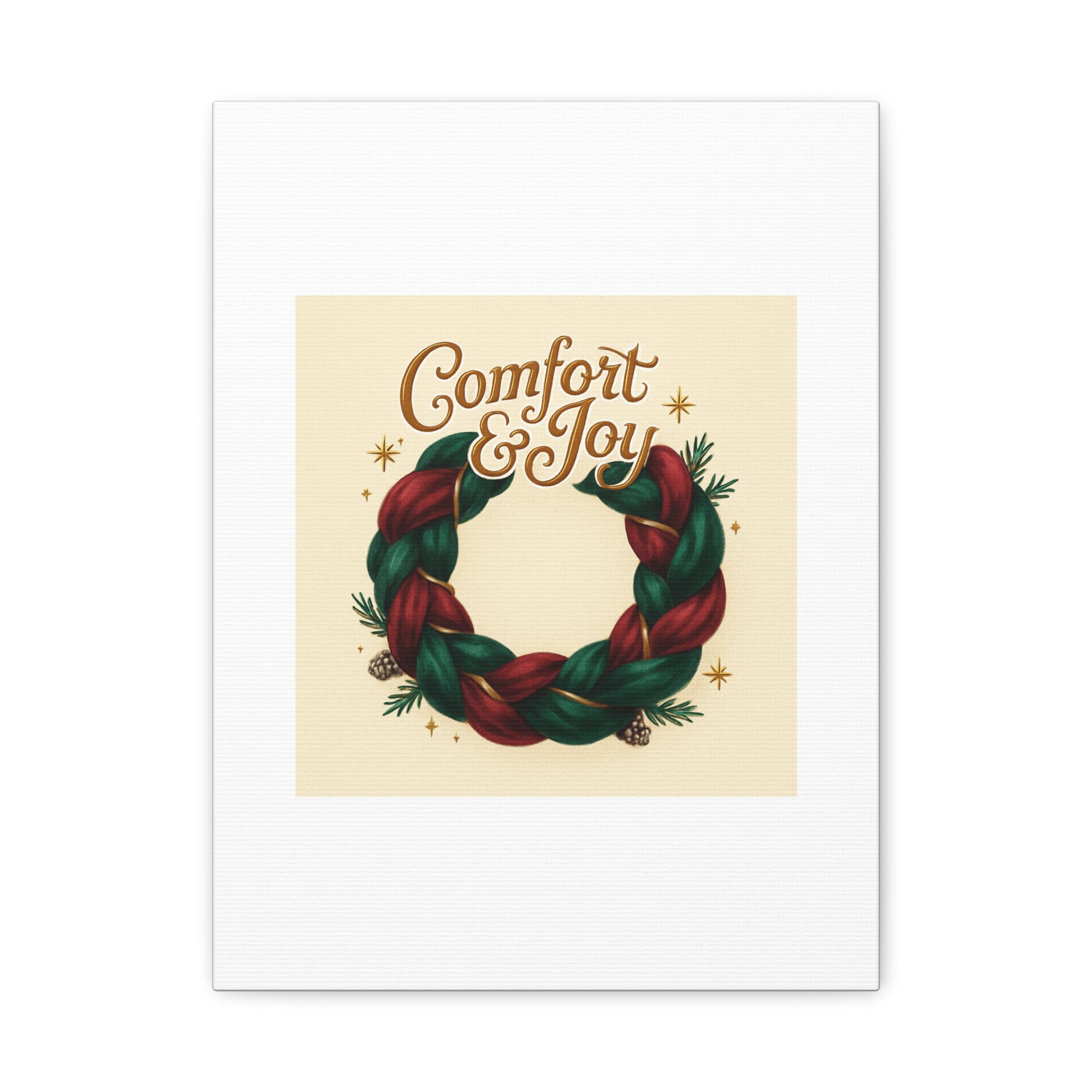 Christmas Wreath Canvas - "Comfort & Joy" Holiday Wall Art