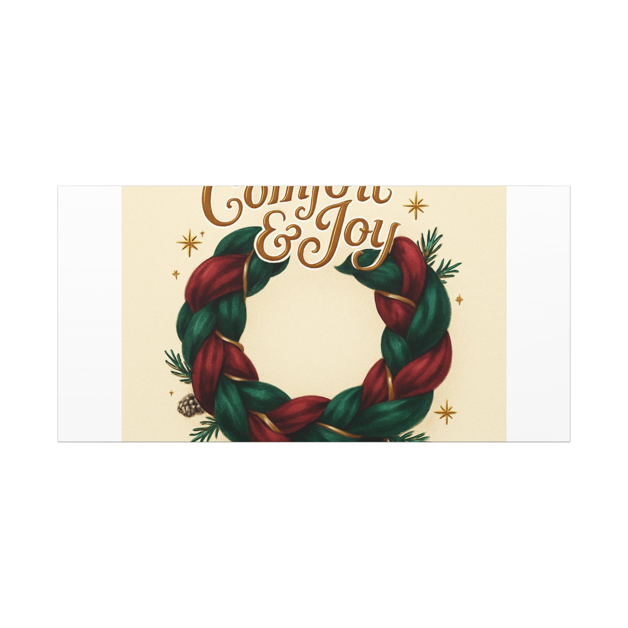 Christmas Wreath Canvas - "Comfort & Joy" Holiday Wall Art
