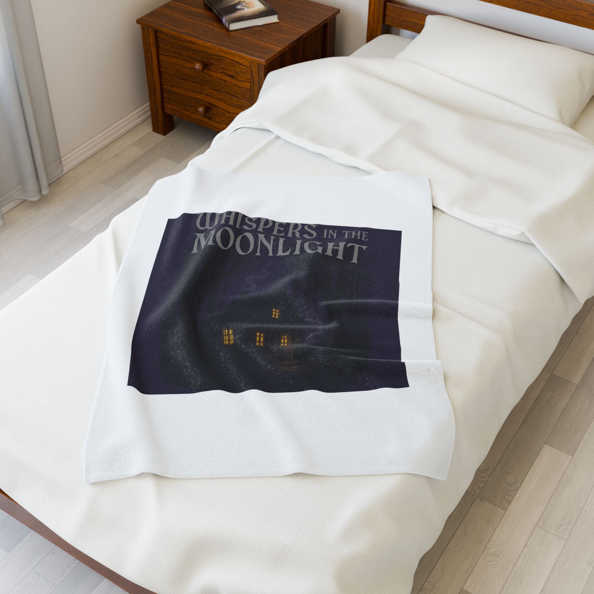 Whispers in the Moonlight Velveteen Plush Blanket — Cozy Gothic Cottage Throw