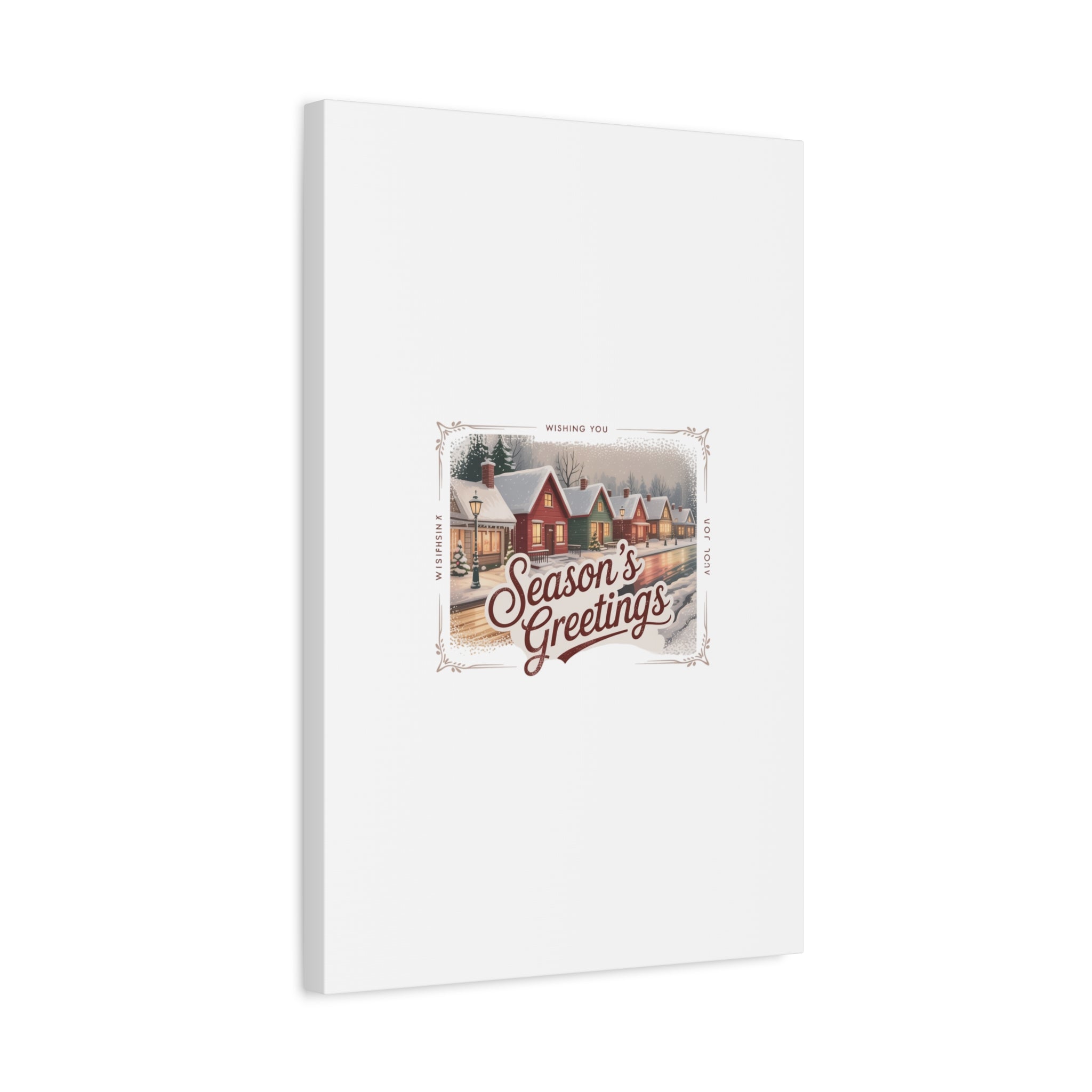 Season's Greetings Vintage Christmas Postcard Canvas | Retro Holiday Wall Art