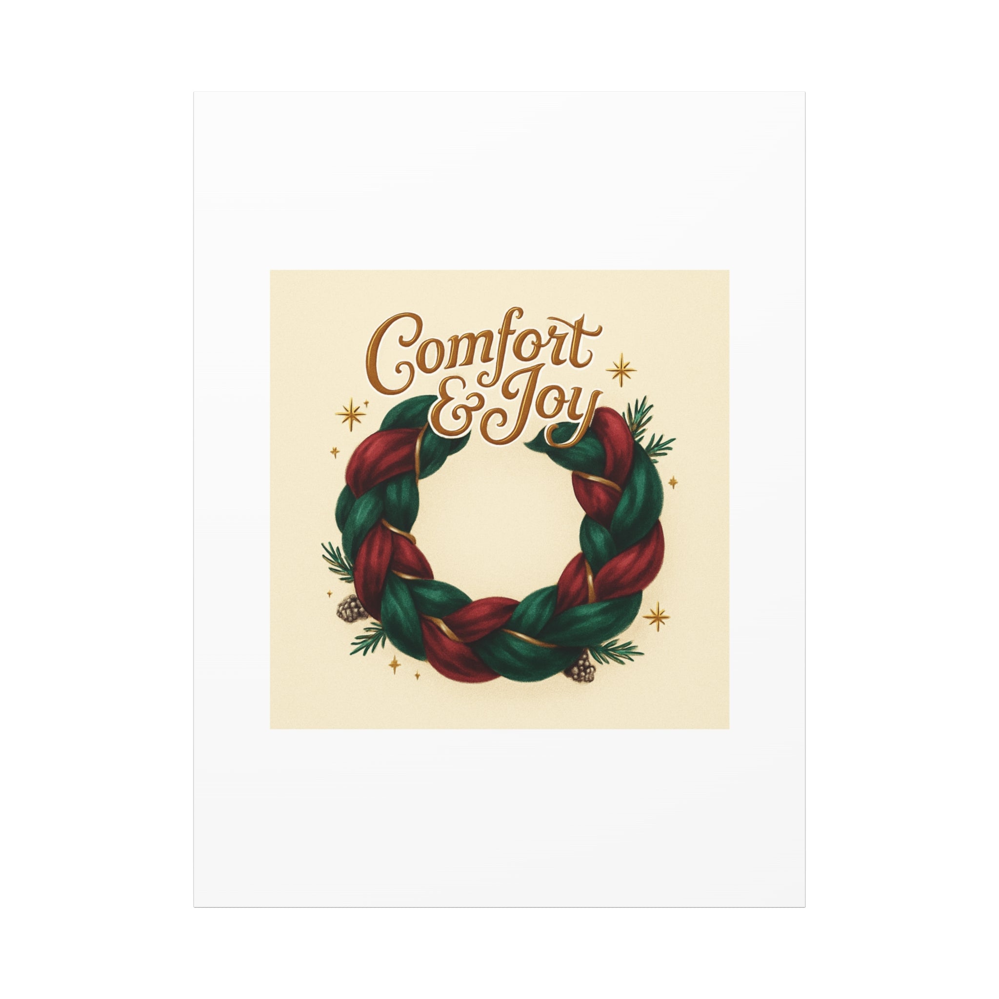 Christmas Wreath Canvas - "Comfort & Joy" Holiday Wall Art