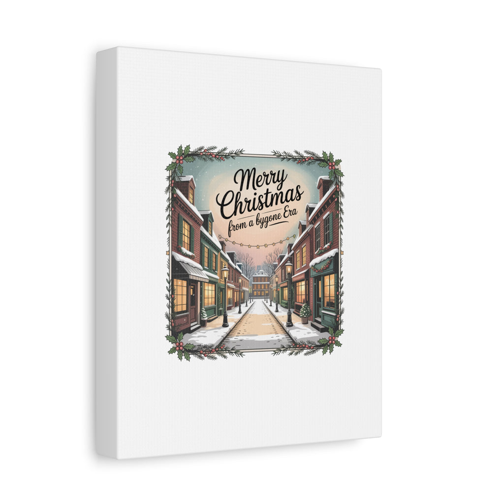 Merry Christmas Vintage Postcard Canvas | Retro Holiday Card Design