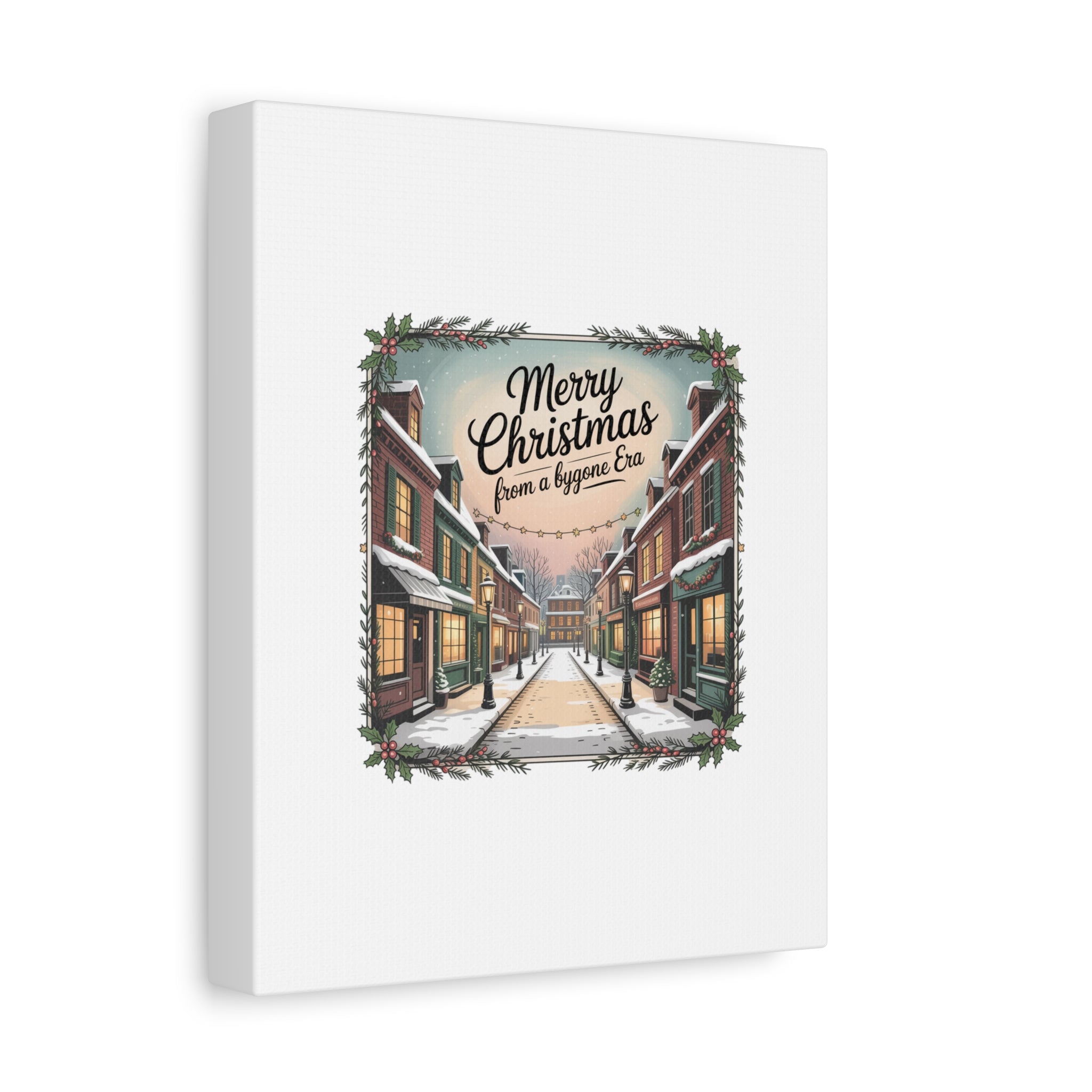 Merry Christmas Vintage Postcard Canvas | Retro Holiday Card Design