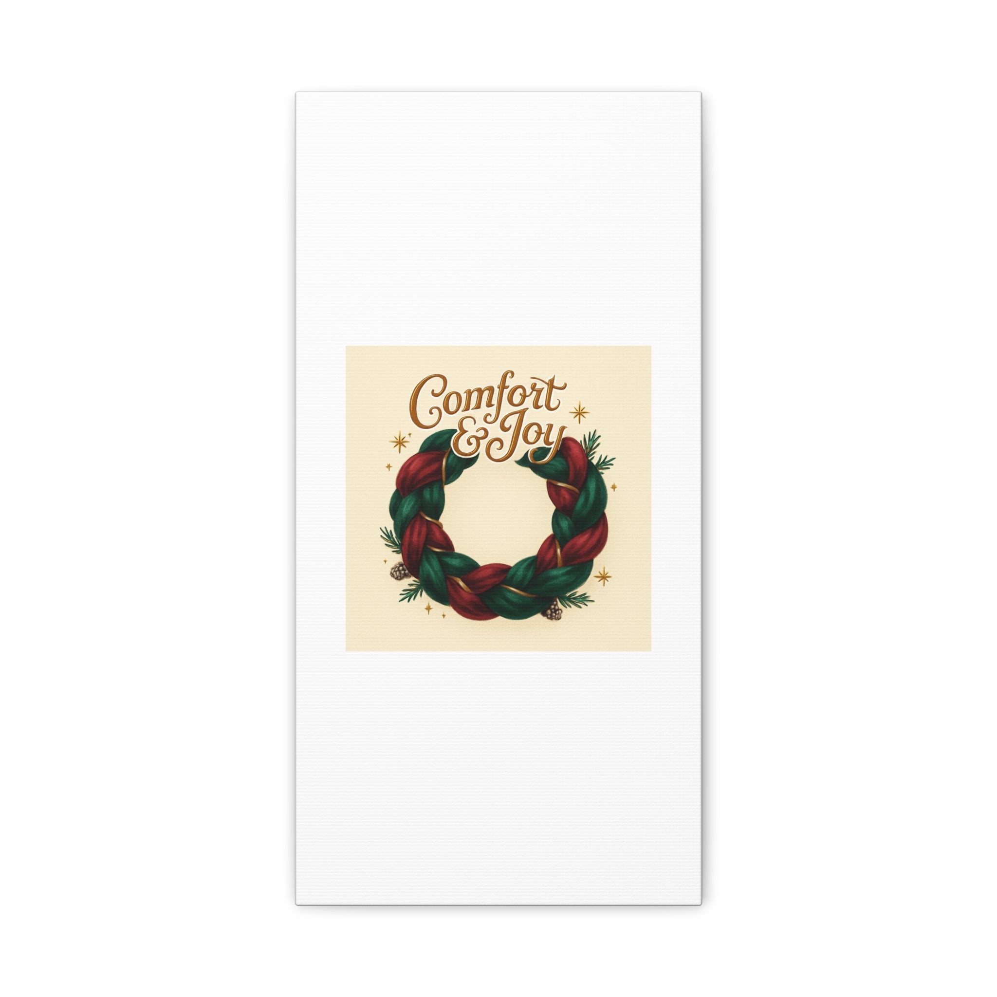 Christmas Wreath Canvas - "Comfort & Joy" Holiday Wall Art
