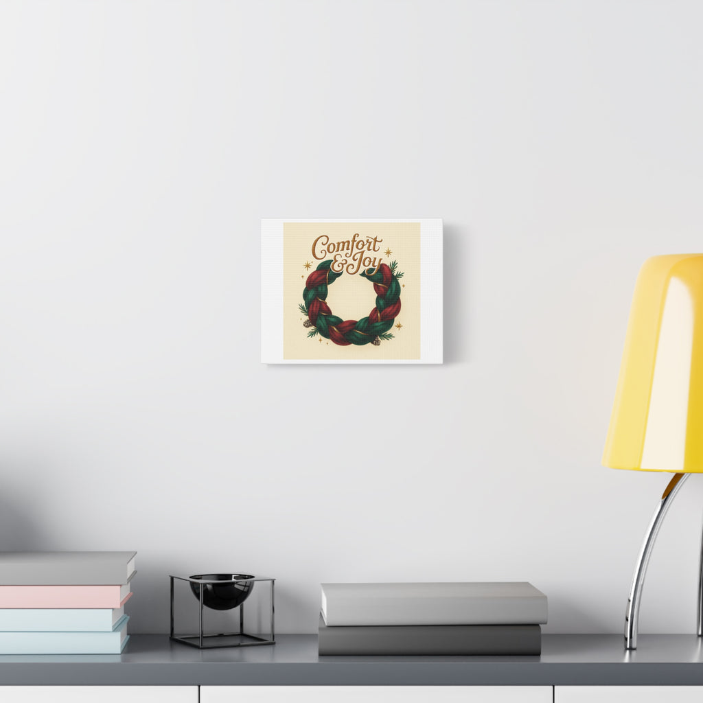 Christmas Wreath Canvas - "Comfort & Joy" Holiday Wall Art