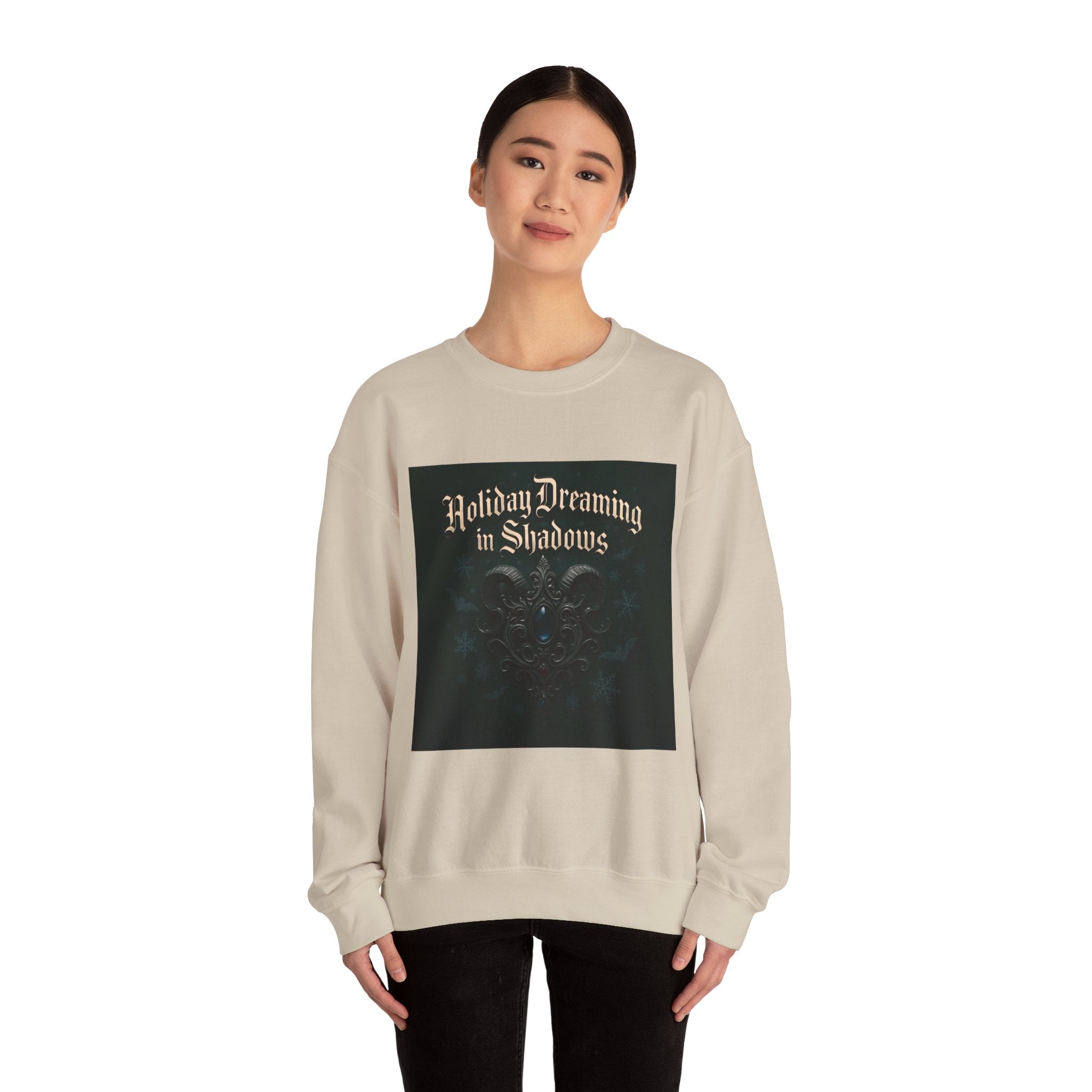 Crewneck Sweatshirt — "Holiday Dreaming in Shadows" Gothic Holiday Pullover