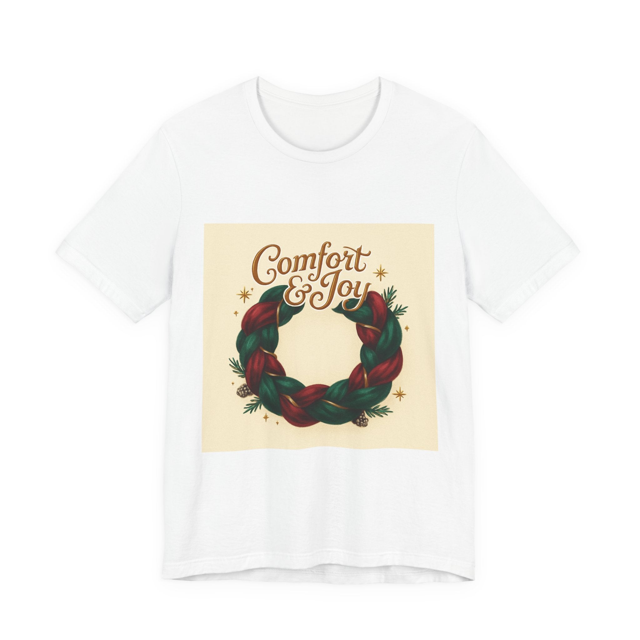 Comfort & Joy Wreath T-Shirt — Retro Holiday Christmas Tee