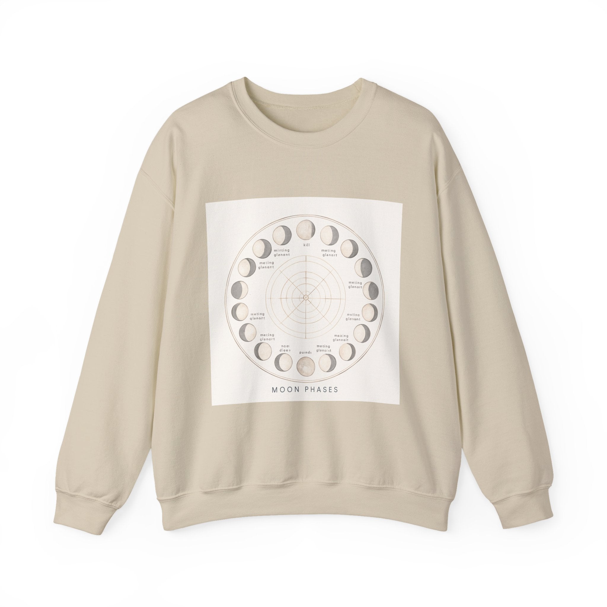 Moon Phases Sweatshirt — Lunar Cycle Graphic Crewneck